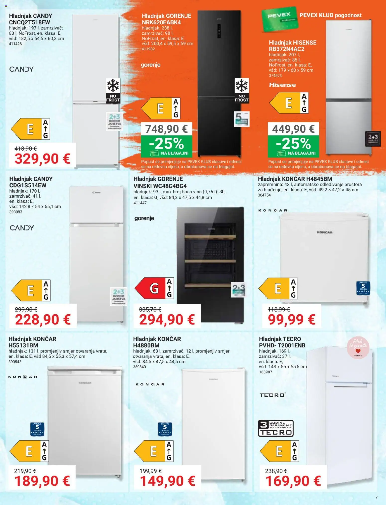 Pevex katalog | vrijedi od 27.08.2026 | Stranica: 7 | Proizvodi: Hladnjak, Zamrzivač