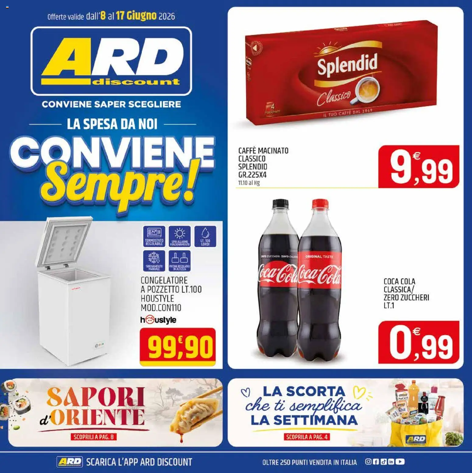 Volantino ARD Discount del 06.06.2026 | Pagina: 1 | Prodotti: Congelatore, Congelatore a pozzetto, Coca Cola, Macinato