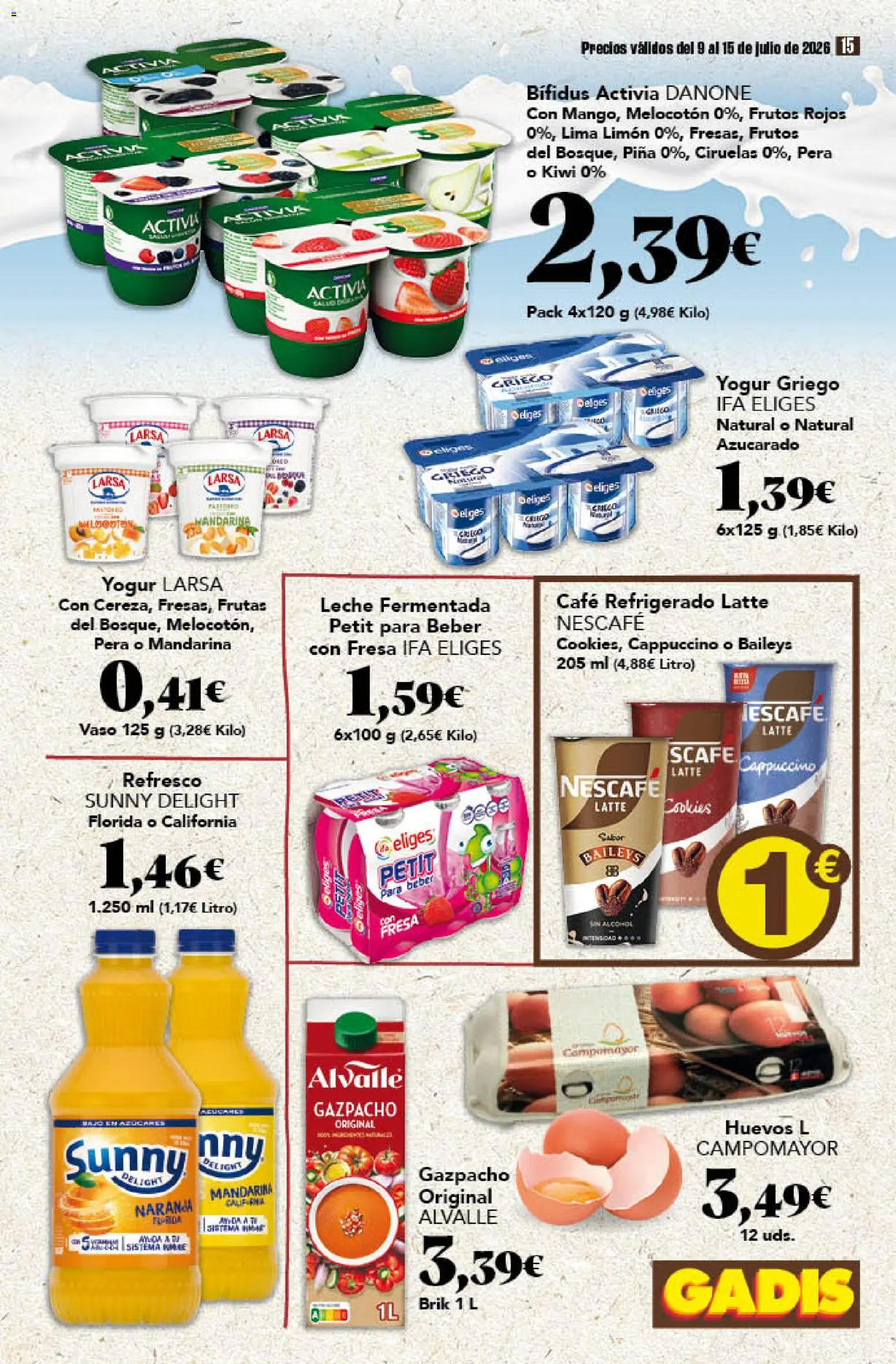 Gadis folleto │ válido desde el 09/07/2026 | Página: 15 | Productos: Yogur, Μαγειρική εστία, Piña, Gazpacho