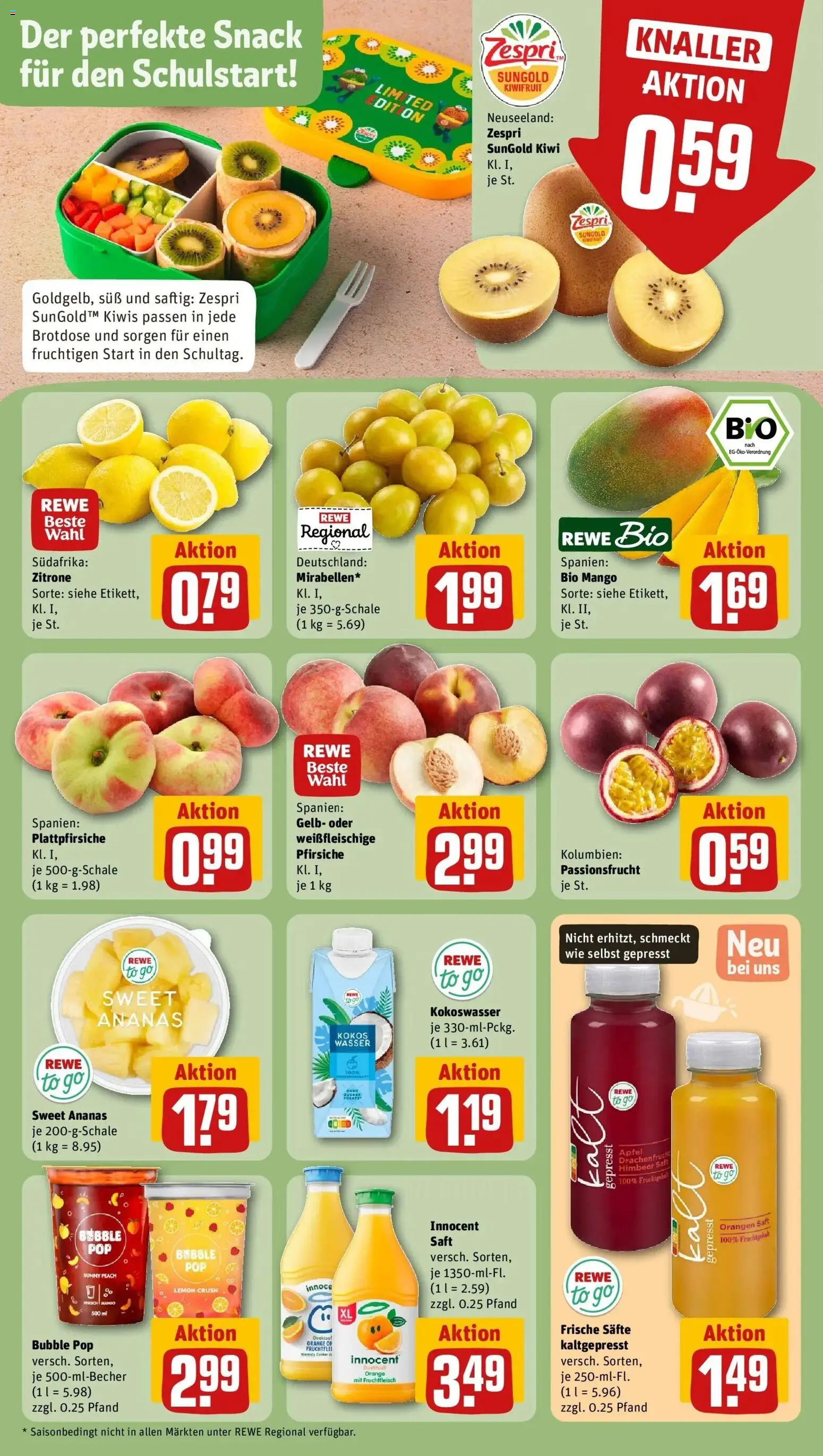 REWE Prospekt ab 24.08.2026 zum Blättern » Angebote | Seite: 6 | Produkte: Äpfel, Orangen, Zitrone, Saft