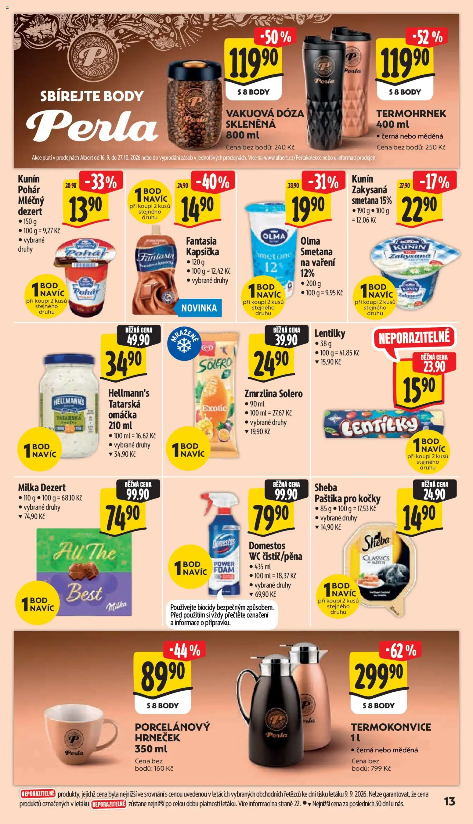 Albert leták - Hypermarket - Jablonec nad Nisou od 16.09.2026 | Strana: 21 | Produkty: Smetana na vaření, Domestos, Wc, Dezert