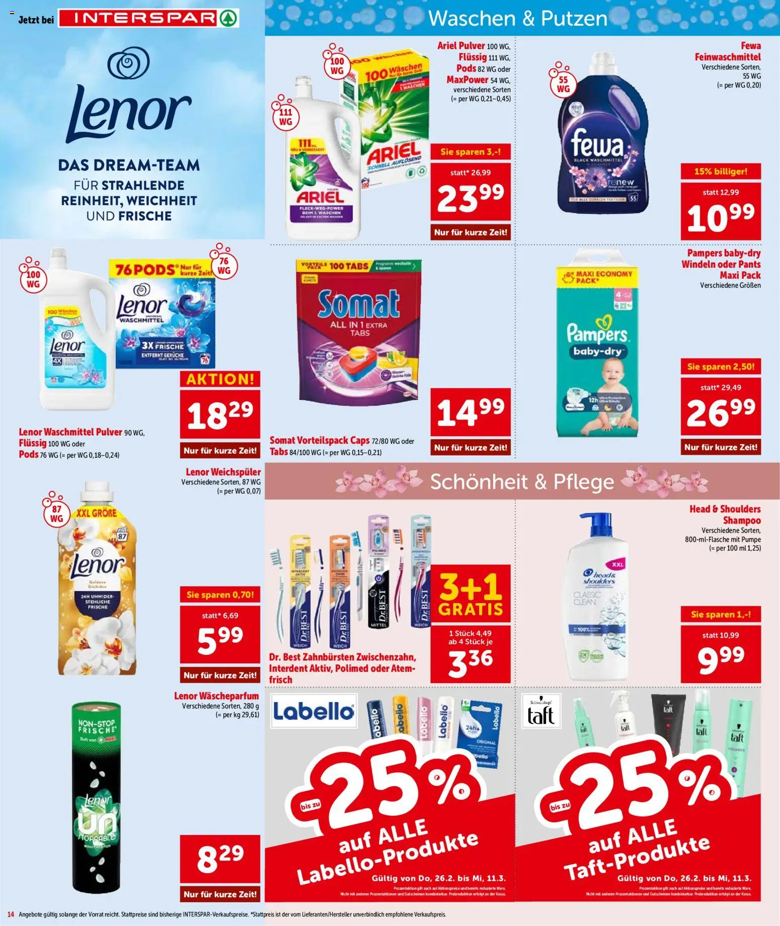 Interspar Flugblatt - Vorarlberg gültig ab 26.02.2026 | Seite: 15 | Produkte: Pampers, Shampoo, Weichspüler, Waschmittel