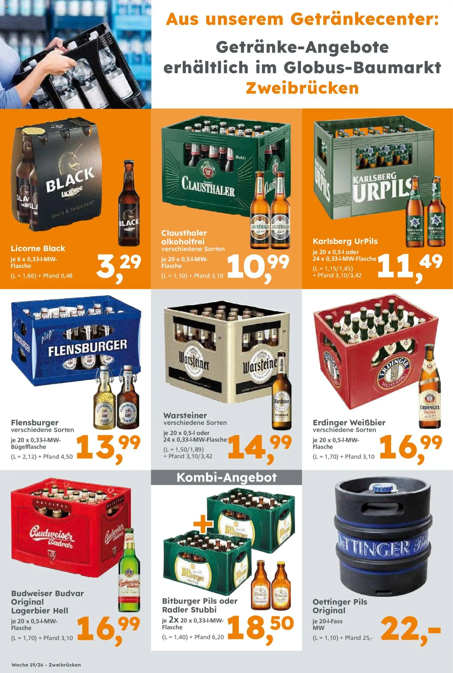 Globus Baumarkt Prospekt Zweibrücken	 – gültig ab 04.05.2026 | Seite: 16 | Produkte: Erdinger, Weißbier, Flensburger, Radler