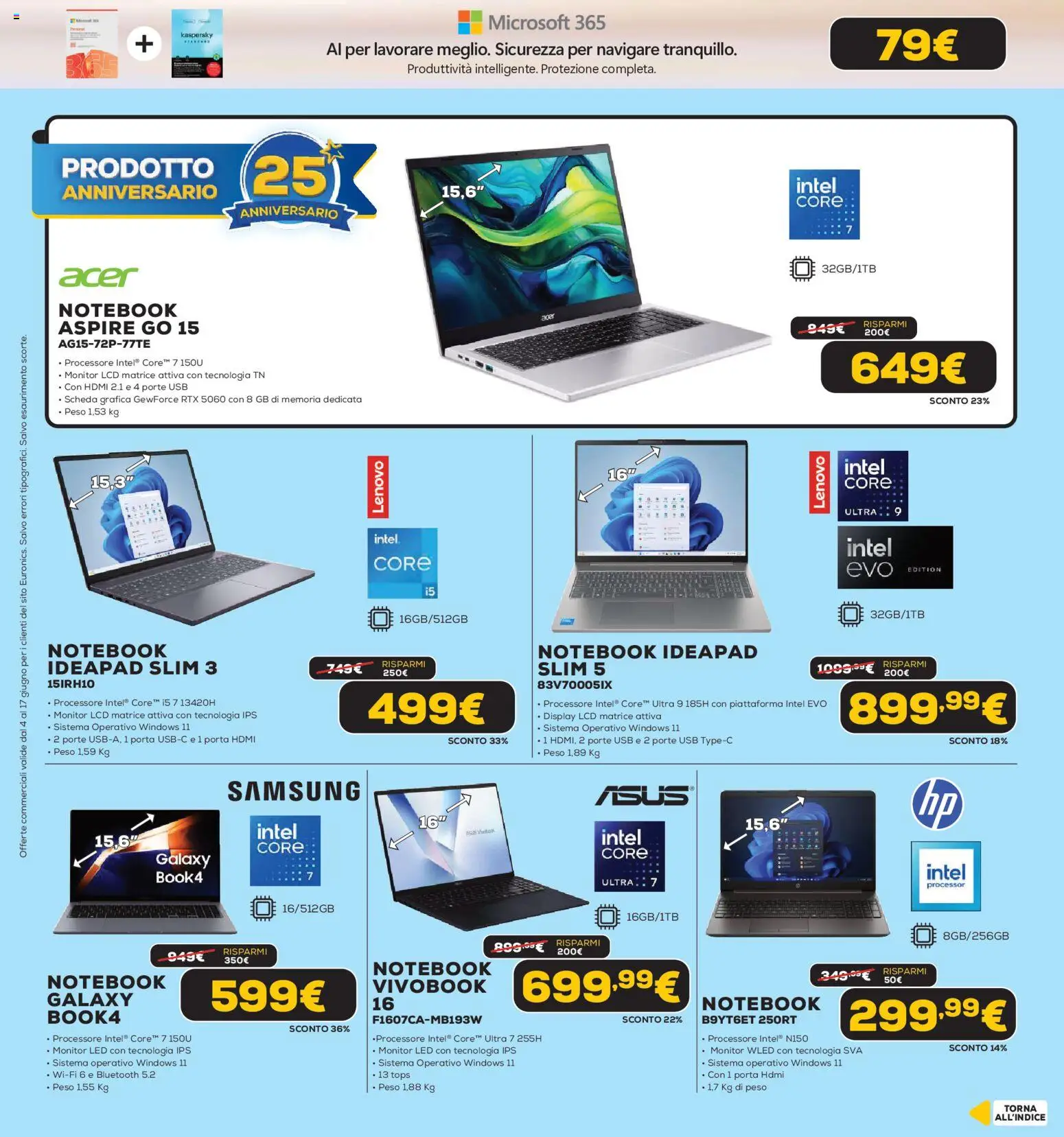Volantino Euronics del 04.06.2026 | Pagina: 12 | Prodotti: Monitor, Notebook, USB, Samsung