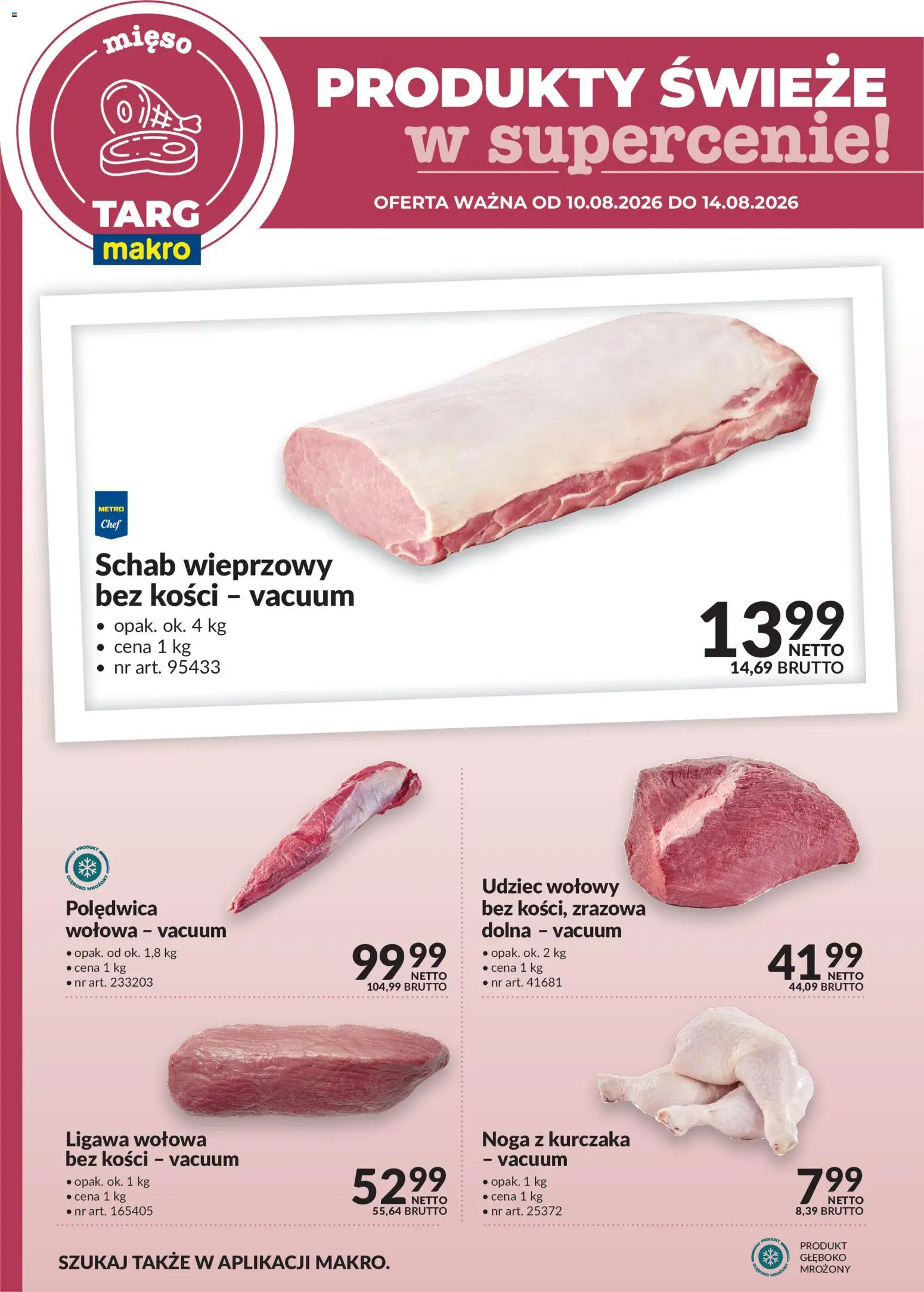 Makro gazetka - Produkty świeże w supercenie od 10.08.2026 | Strona: 1 | Produkty: Schab, Mięso, Schab wieprzowy, Schab wieprzowy bez kości