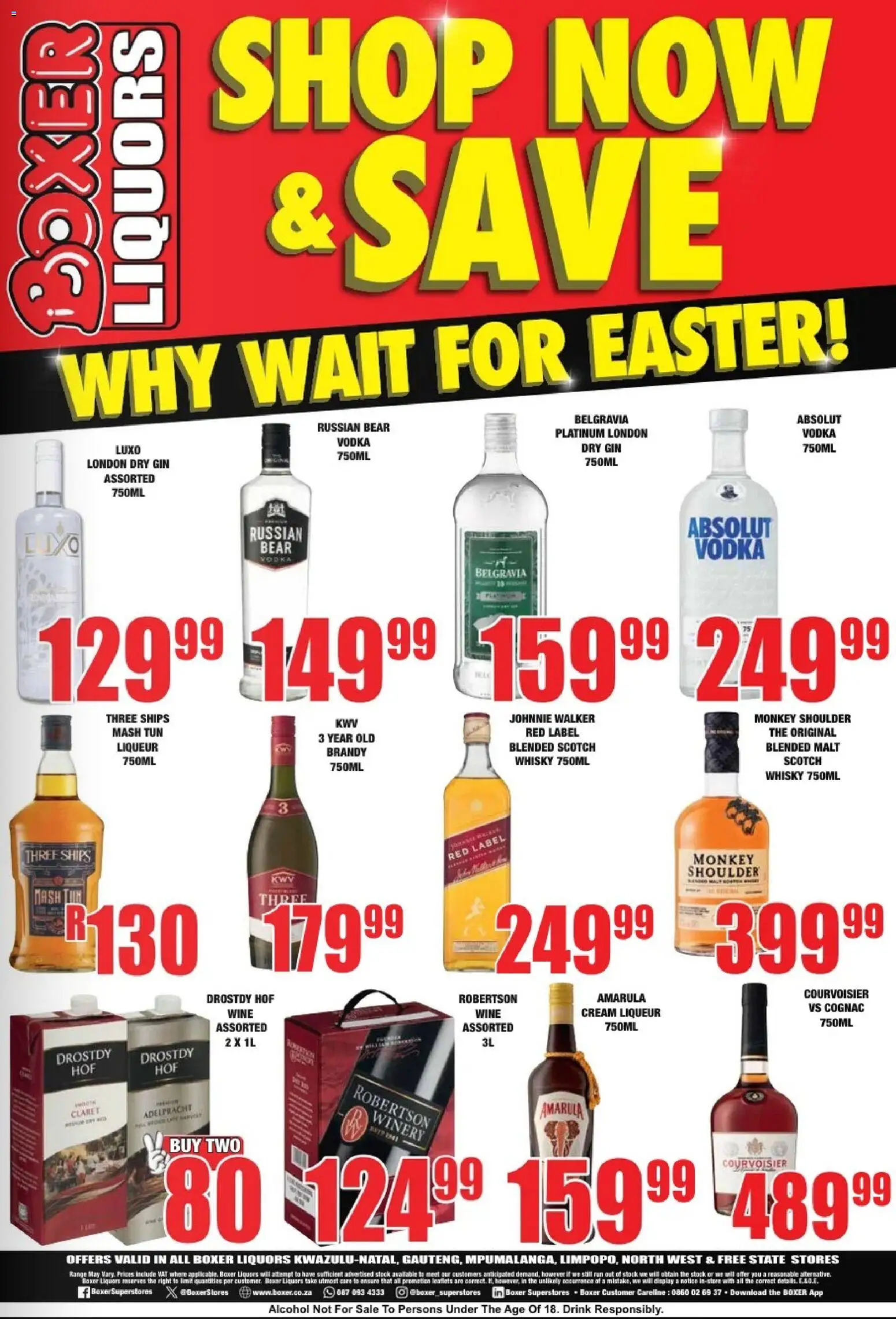 New Boxer catalogue – valid from 09.03.2026 | Page: 2 | Products: Brandy, Gin, Vodka, Stock