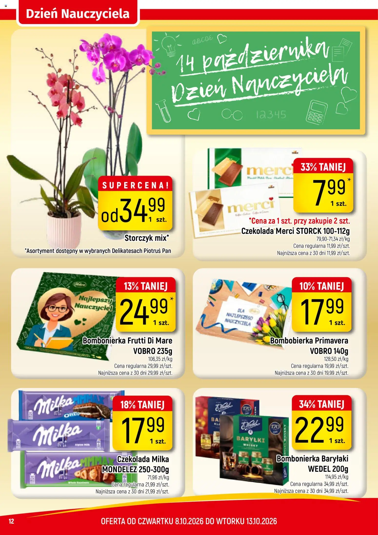 Piotruś Pan gazetka od 10.10.2026 | Strona: 12 | Produkty: Merci, Czekolada milka, Czekolada, Storczyk