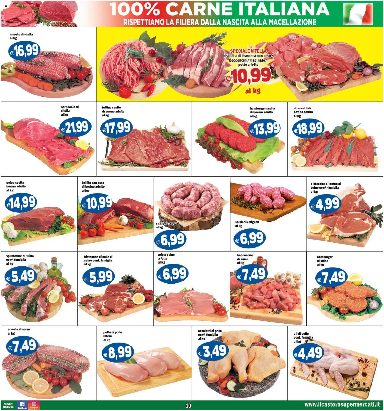 Volantino Il Castoro del 10.06.2026 | Pagina: 10 | Prodotti: Bovino, Arrosto, Salsiccia, Hamburger