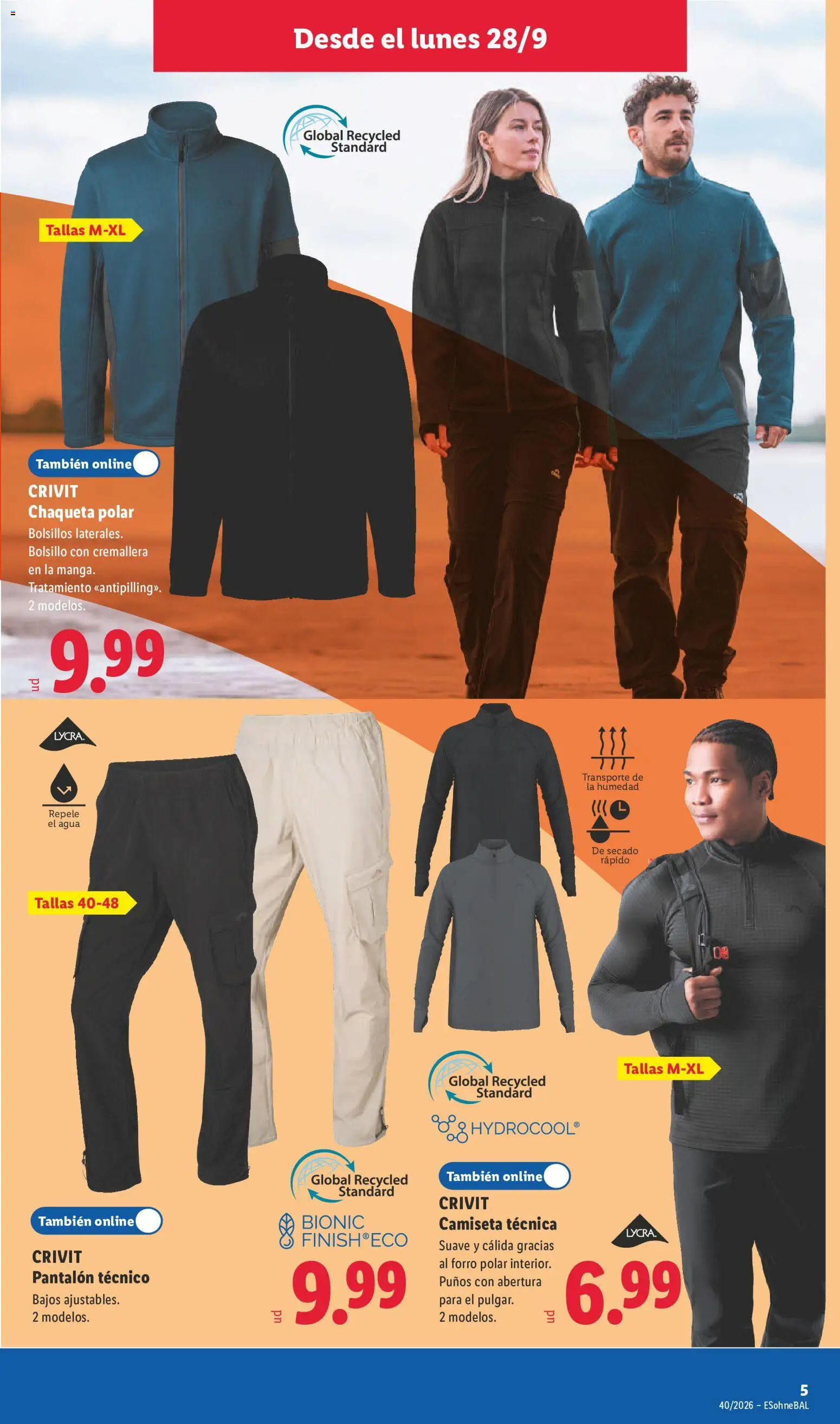 Lidl folleto de bazar │ válido desde el 28/09/2026 | Página: 9 | Productos: Chaqueta, Agua