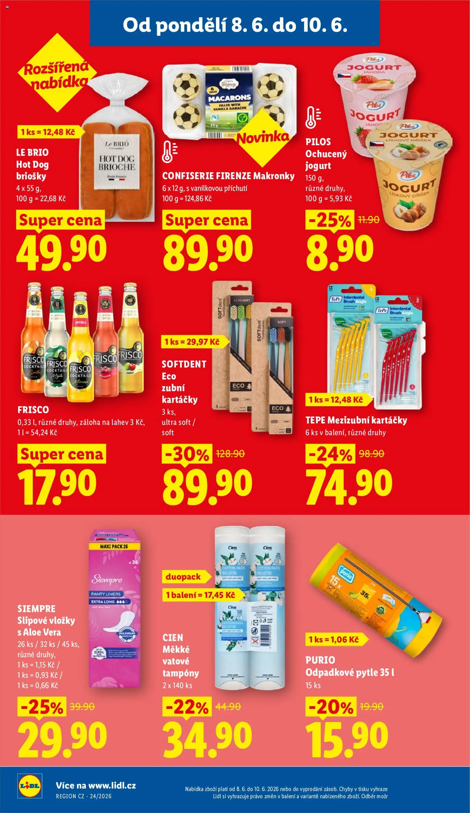 Lidl leták od 08.06.2026 | Strana: 29 | Produkty: Makronky, Hot dog, Frisco, Mezizubní kartáčky