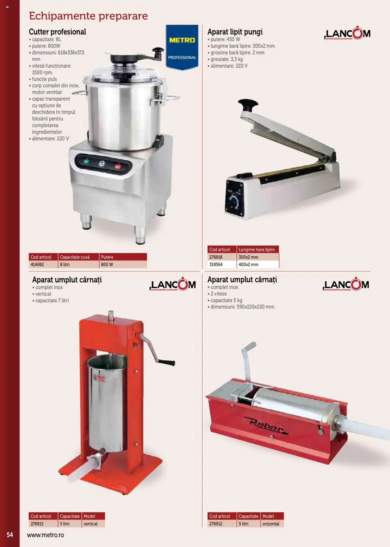 Noul catalog Metro – valabil de la 17.09.2025 | Pagină: 54 | Produse: Cutter, Aparat, Cârnați