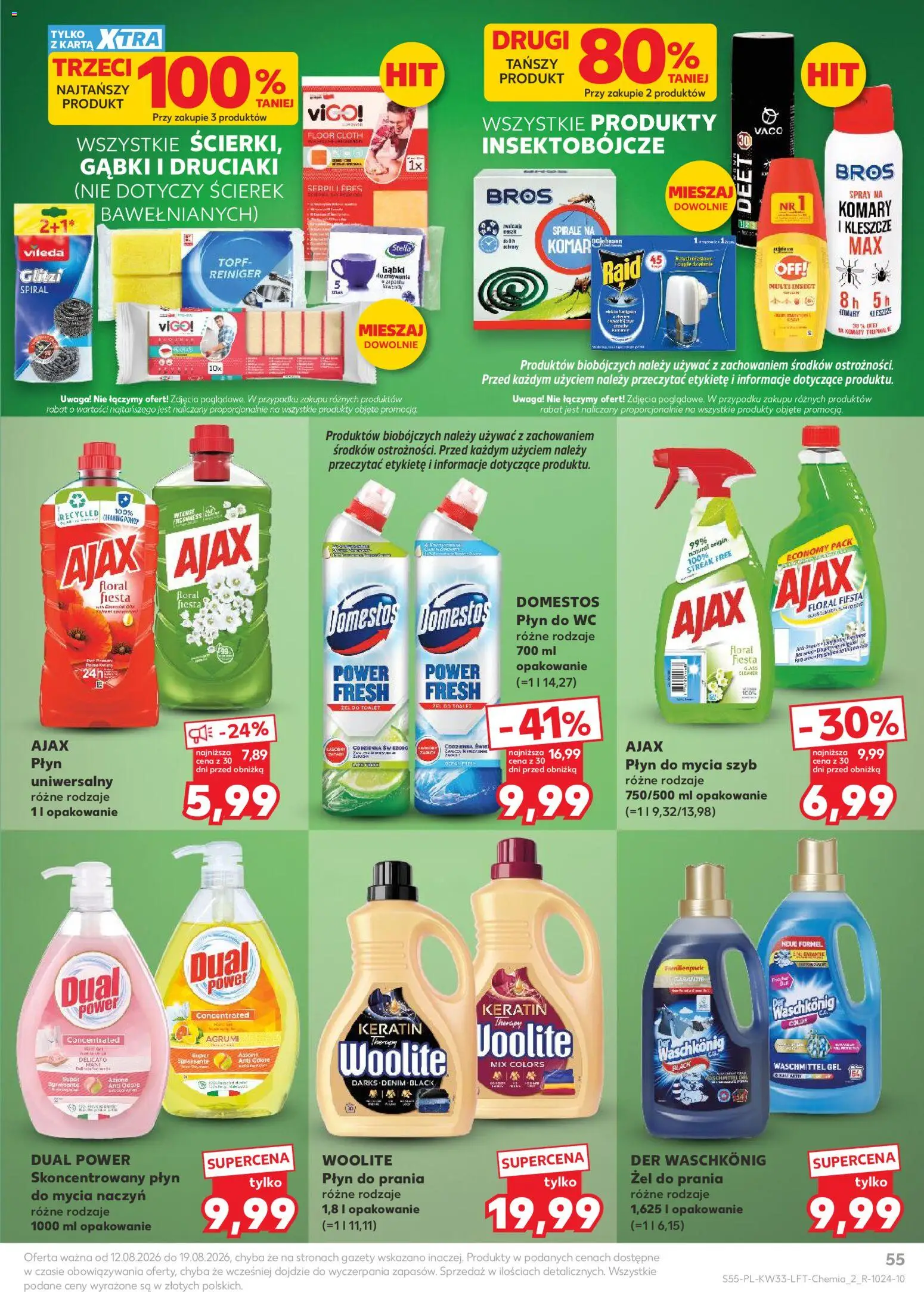 Kaufland Polsko leták od 12.08.2026 | Strana: 55 | Produkty: Ajax, Woolite, Domestos, Raid