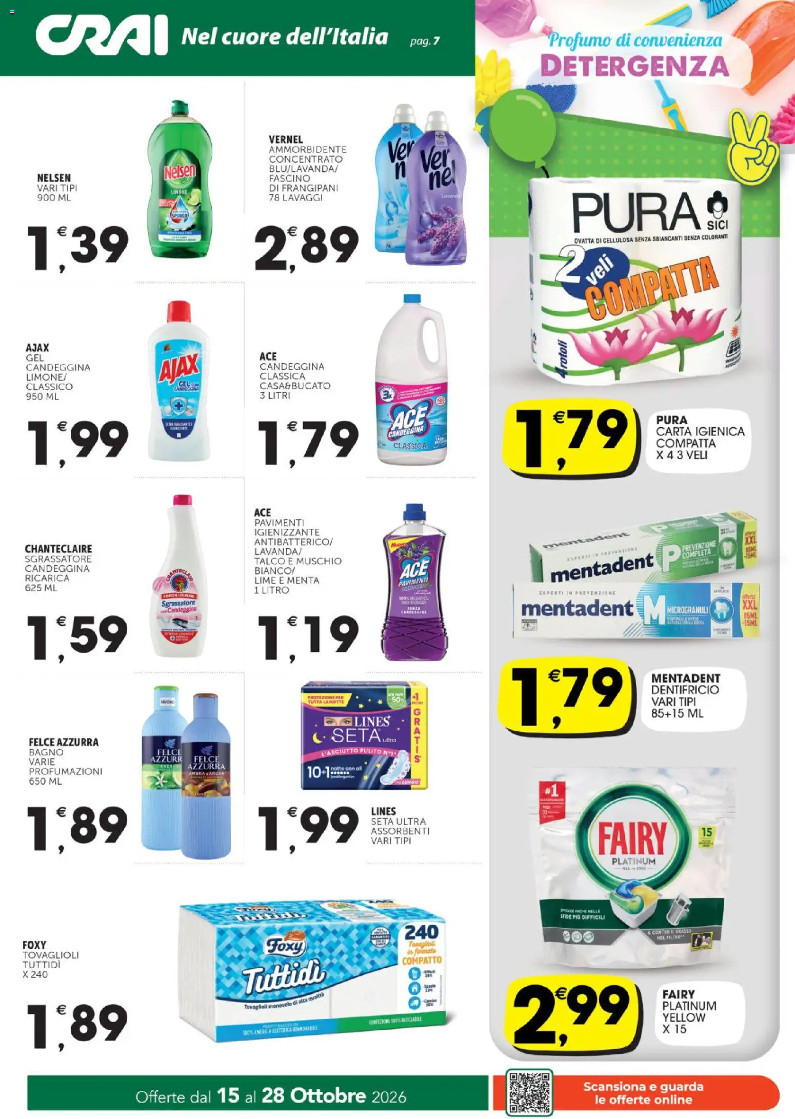Volantino CRAI del 15/10/2026 | Pagina: 7 | Prodotti: Dentifricio, Sgrassatore, Lime, Profumo