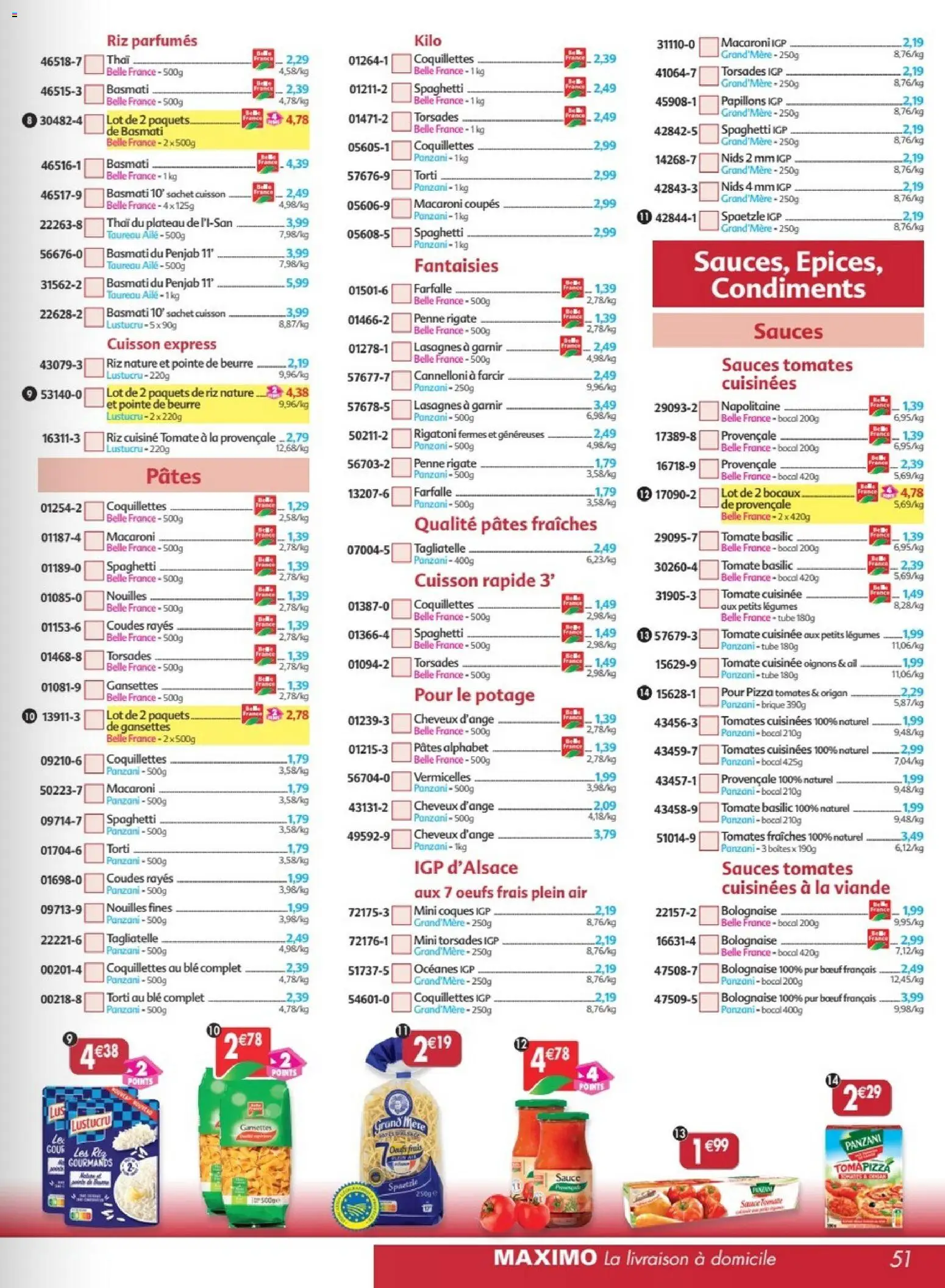 {H1} | Page: 51 | Produits: Origan, Nouilles, Coquillettes, Pâtes