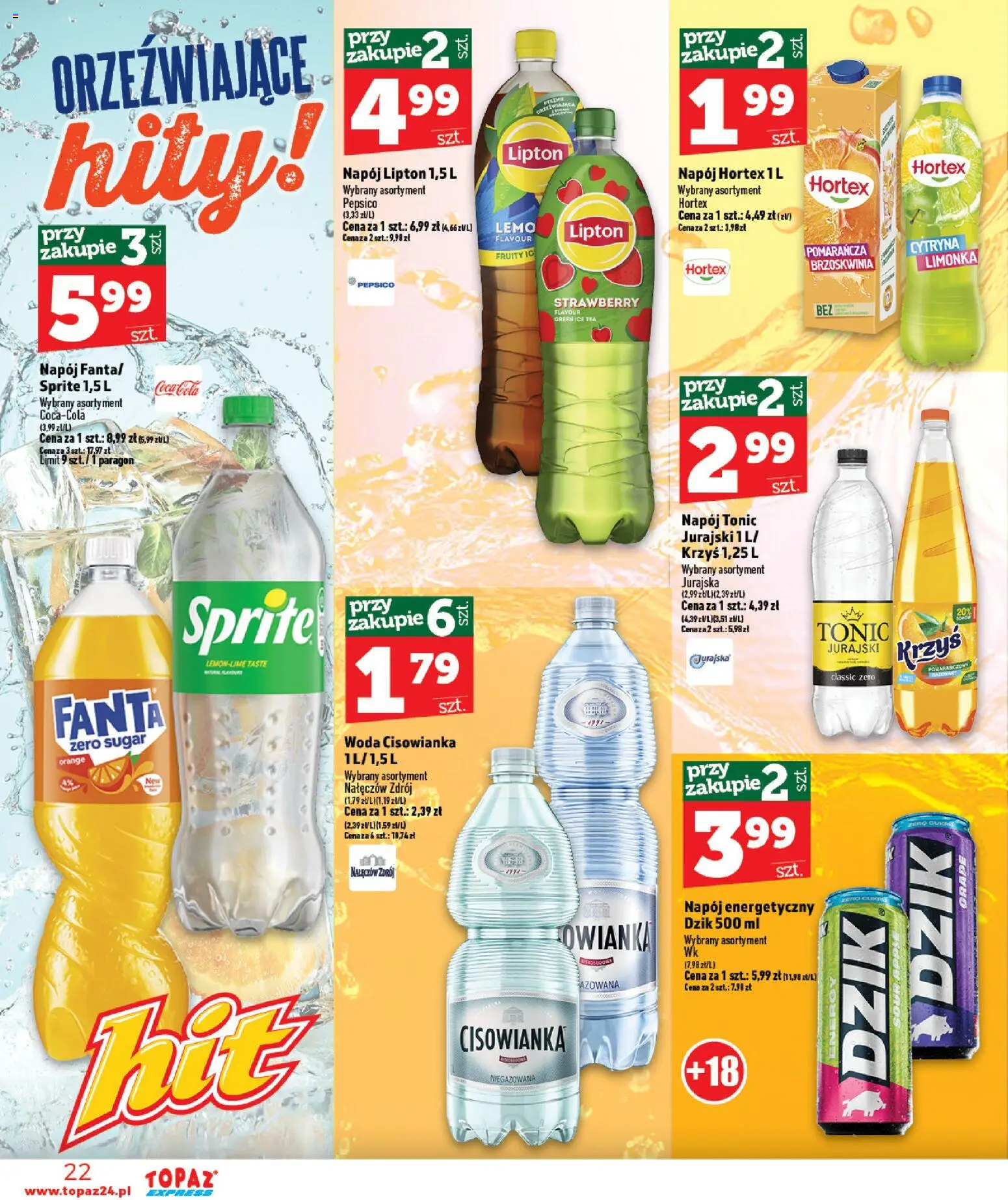 Topaz gazetka - Express od 13.08.2026 | Strona: 22 | Produkty: Limonka, Ice Tea, Sprite, Tonic