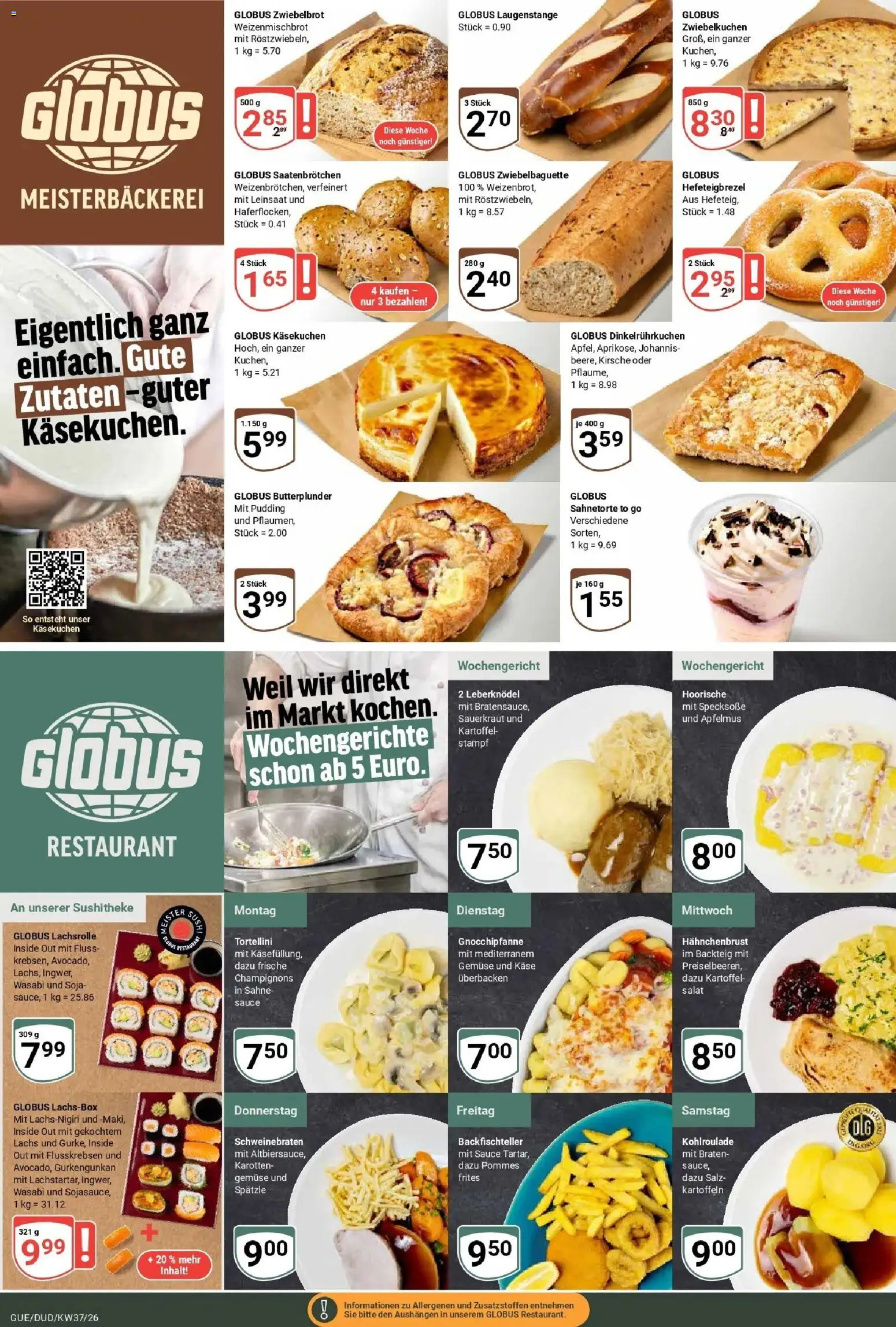 Globus Prospekt Saarbrücken-Güdingen – gültig ab 07.09.2026 | Seite: 11 | Produkte: Lachs, Gemüse, Apfelmus, Sahne