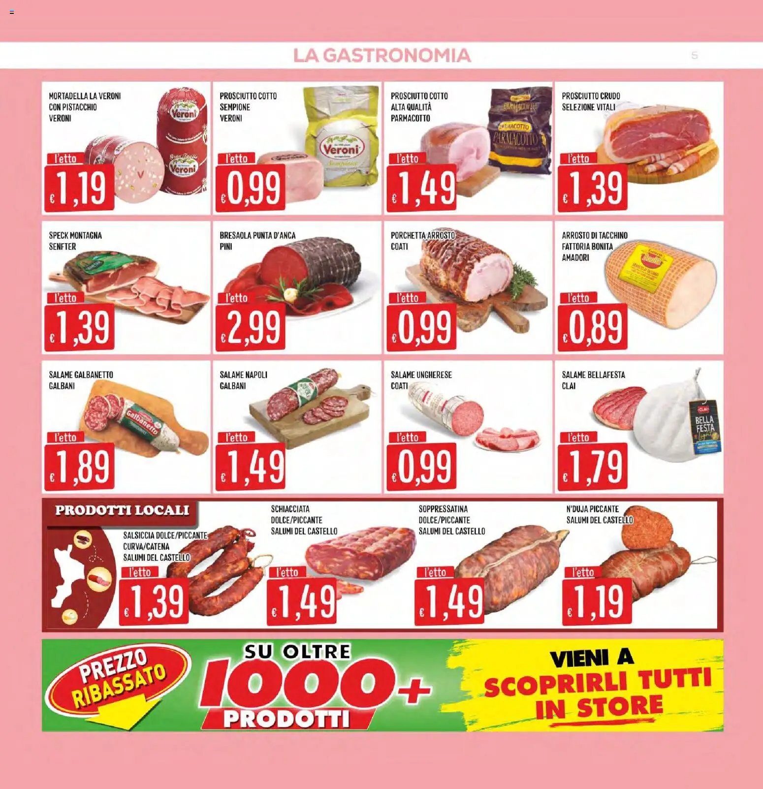 Volantino SISA del 01/10/2026 | Pagina: 5 | Prodotti: Prosciutto Crudo, Porchetta, Salame, Prosciutto