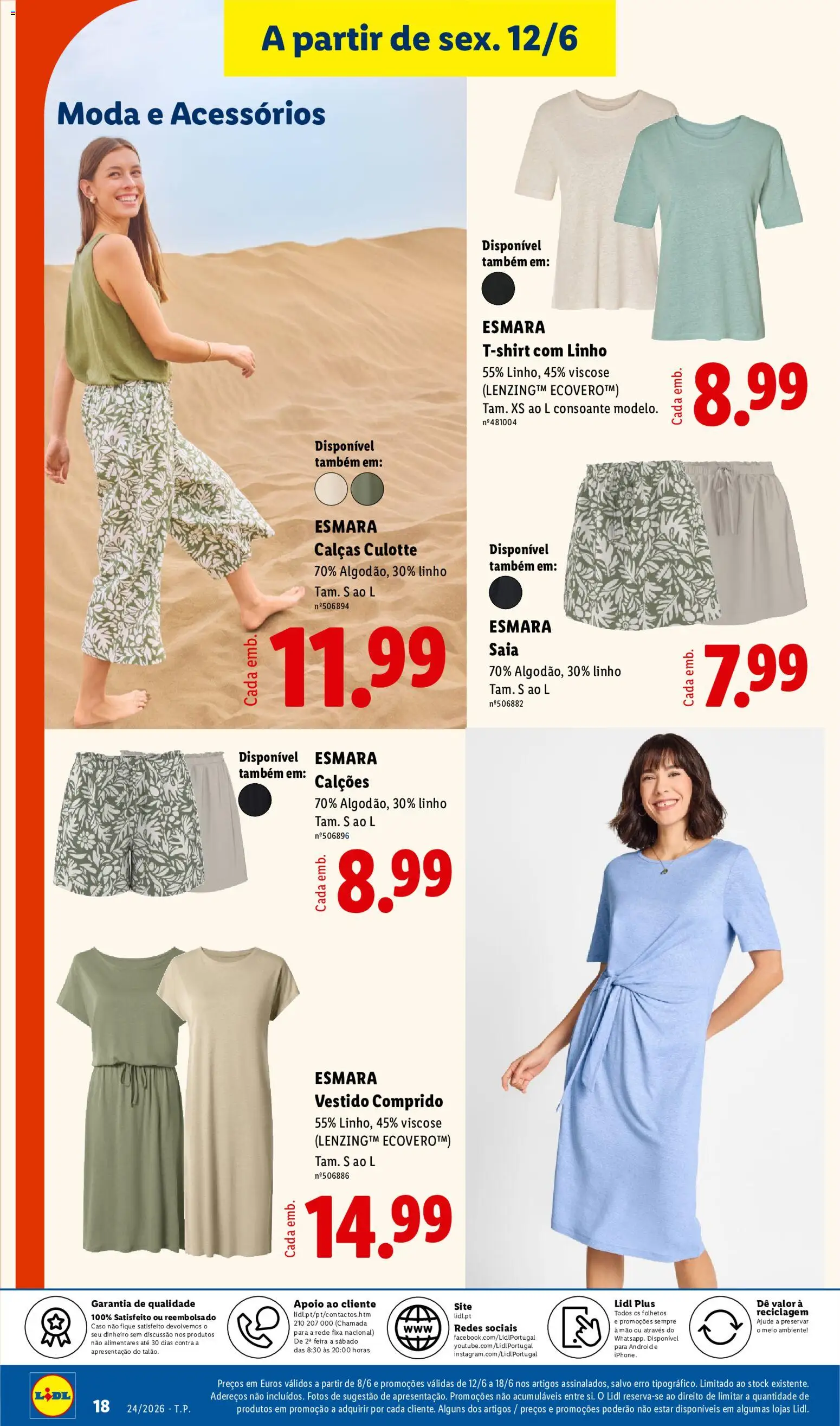 Lidl Novidades │ válido de 08.06.2026 | Página: 18 | Produtos: Vestido, Calças, Calções, Saia