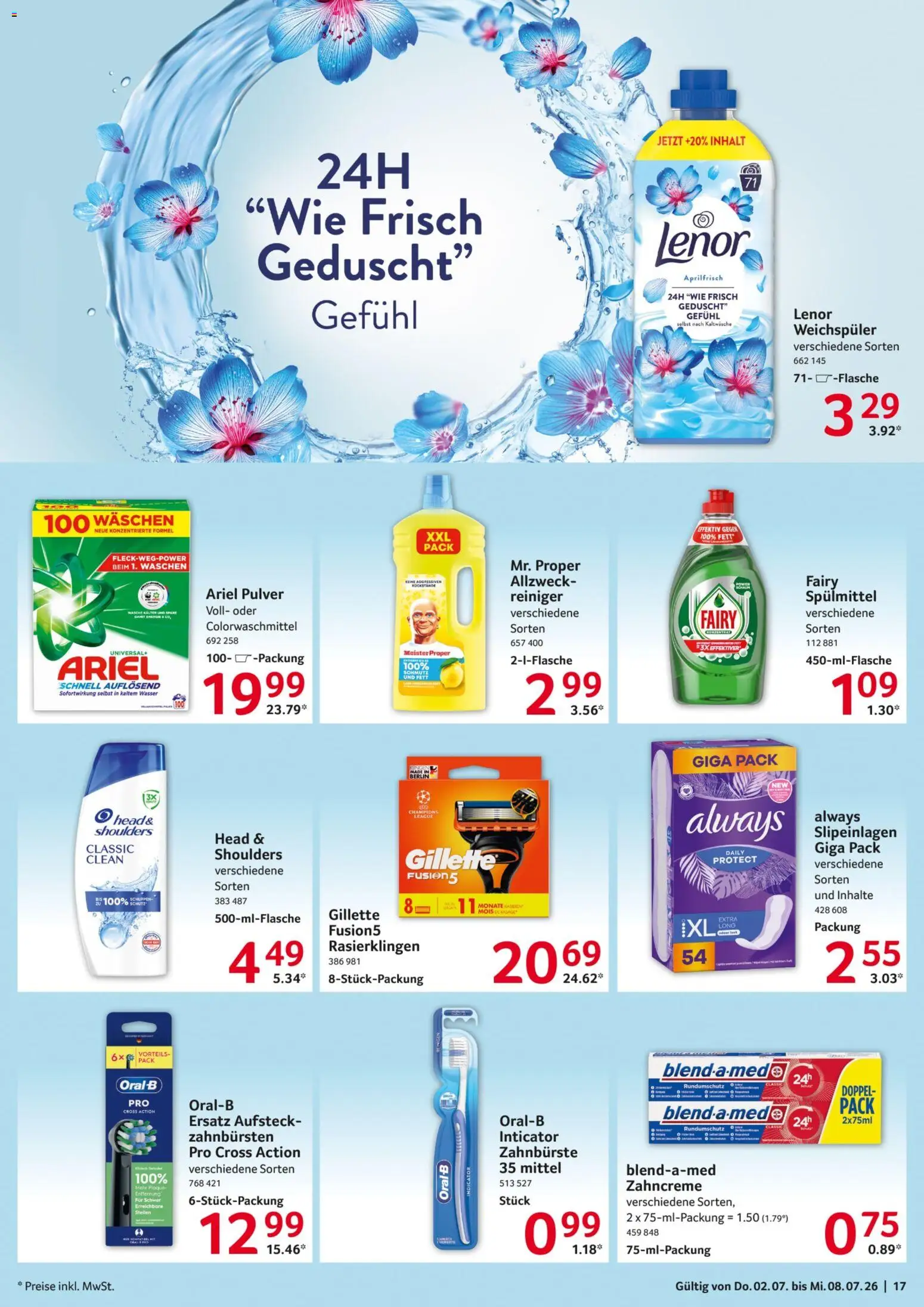 Selgros Prospekt – gültig ab 02.07.2026 | Seite: 17 | Produkte: Lenor, Ariel, Wasser, Weichspüler