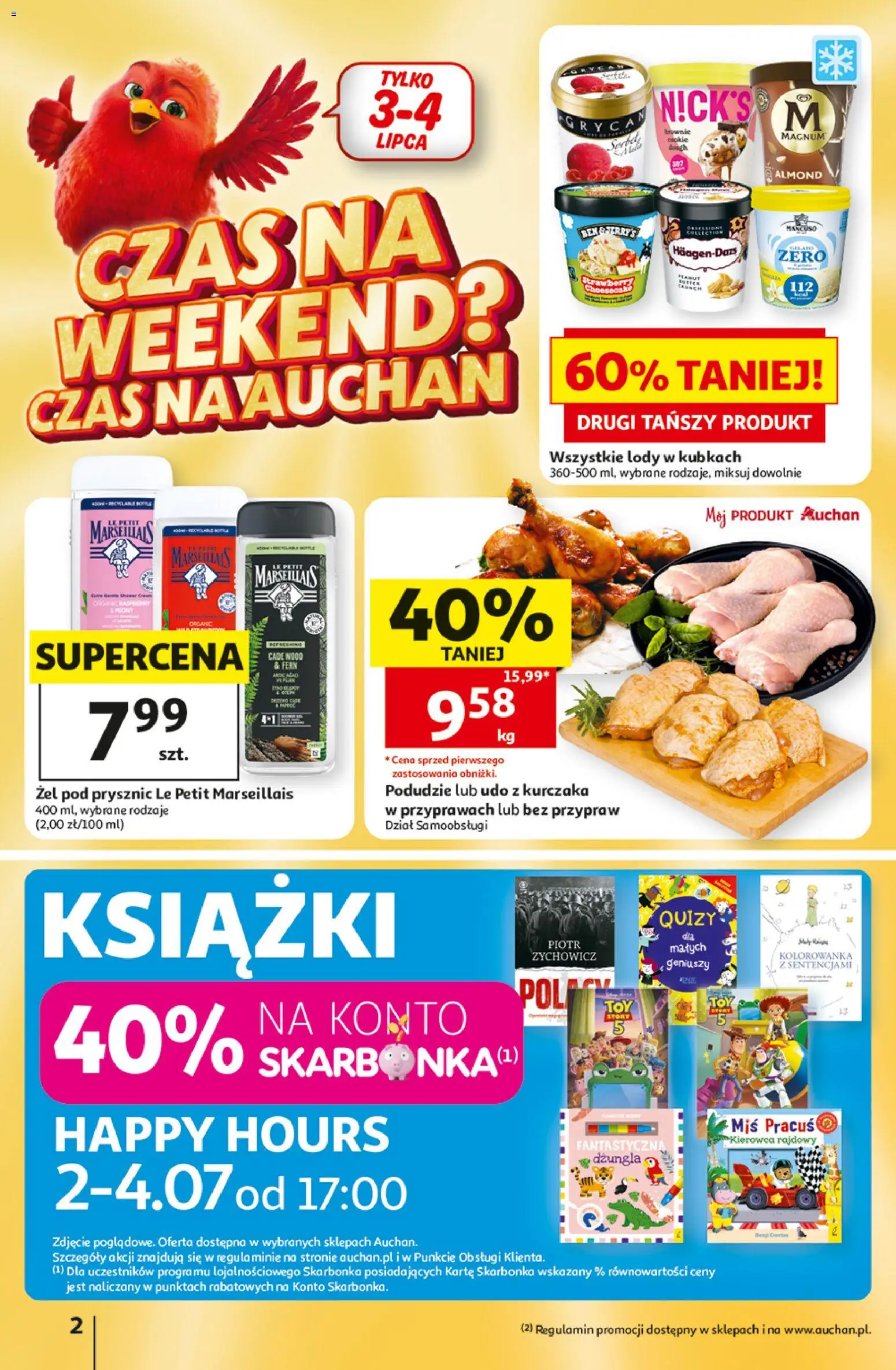 Auchan gazetka - 30 Lat Hipermarket od 02.07.2026 | Strona: 2 | Produkty: Prysznic, Książki, Żel pod prysznic, Lody