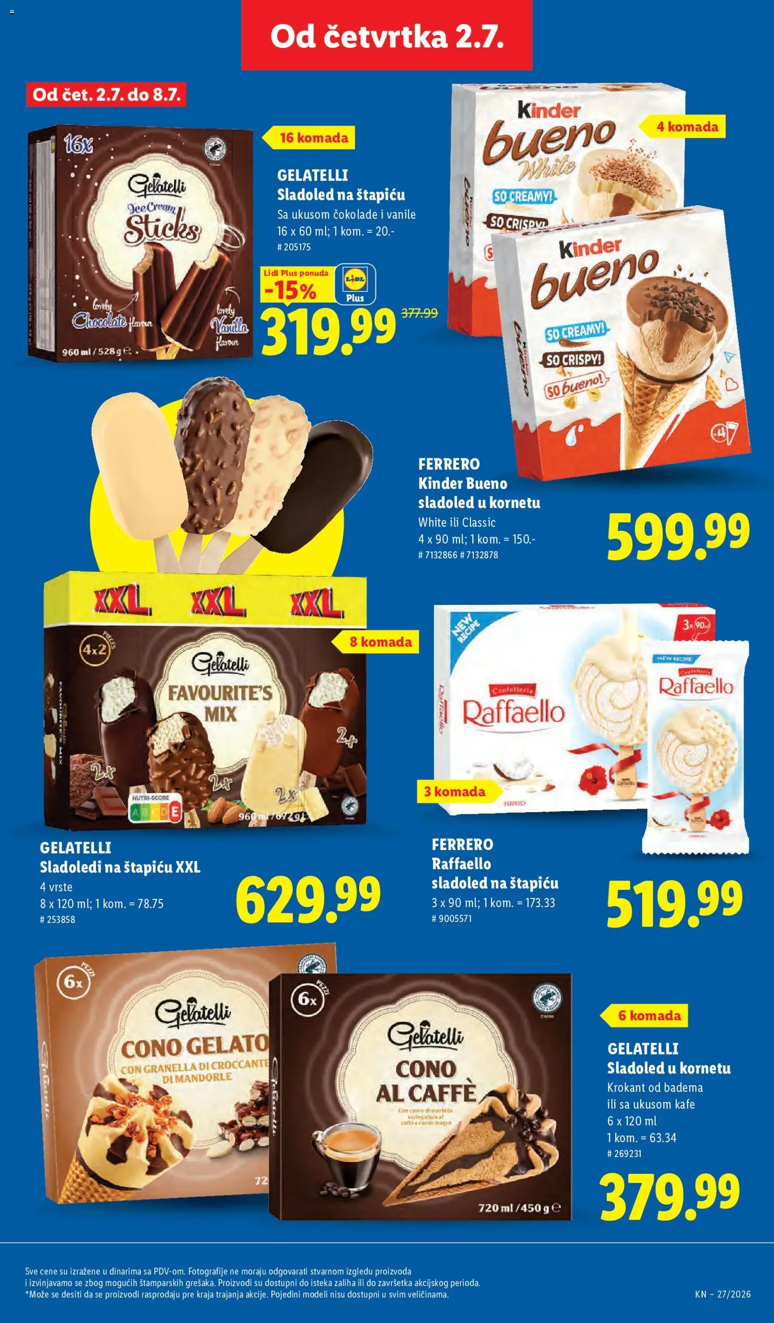 Lidl katalog - važi od 02.07.2026 | Strana: 43 | Proizvode: Raffaello, Sladoled, So, Ferrero