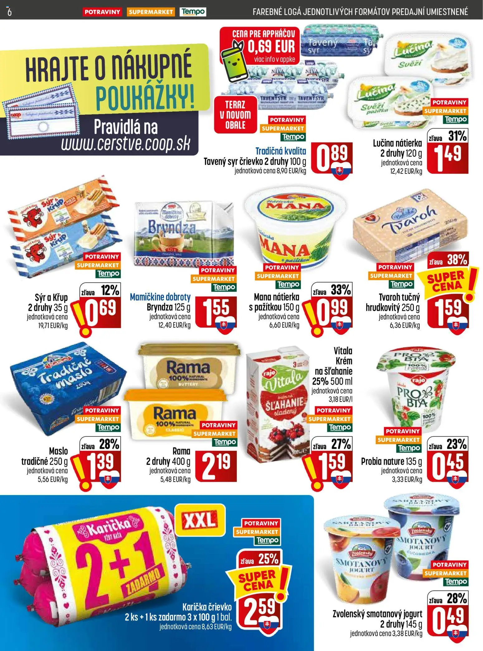 Nové COOP Jednota akcie – leták je platný od 30.07.2026 | Strana: 6 | Produkty: Maslo, Syr, Nátierka, Bryndza