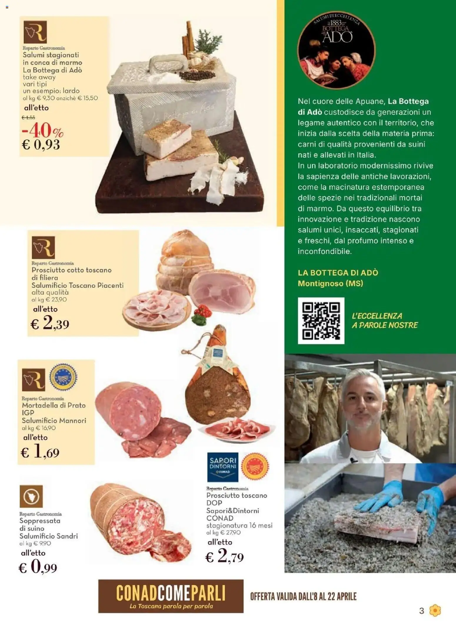 Volantino Conad del 08.04.2026 | Pagina: 3 | Prodotti: Suino, Prosciutto, Mortadella, Profumo