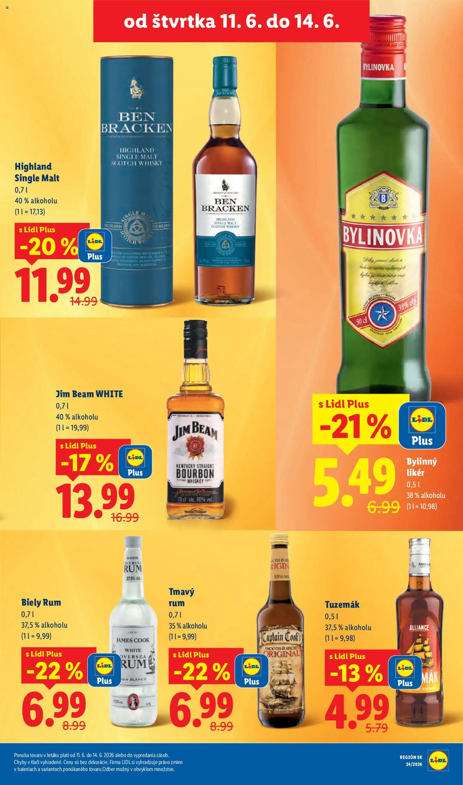 Nové Lidl akcie – leták je platný od 08.06.2026 | Strana: 71 | Produkty: Jim Beam, Bourbon, Whisky, Rum