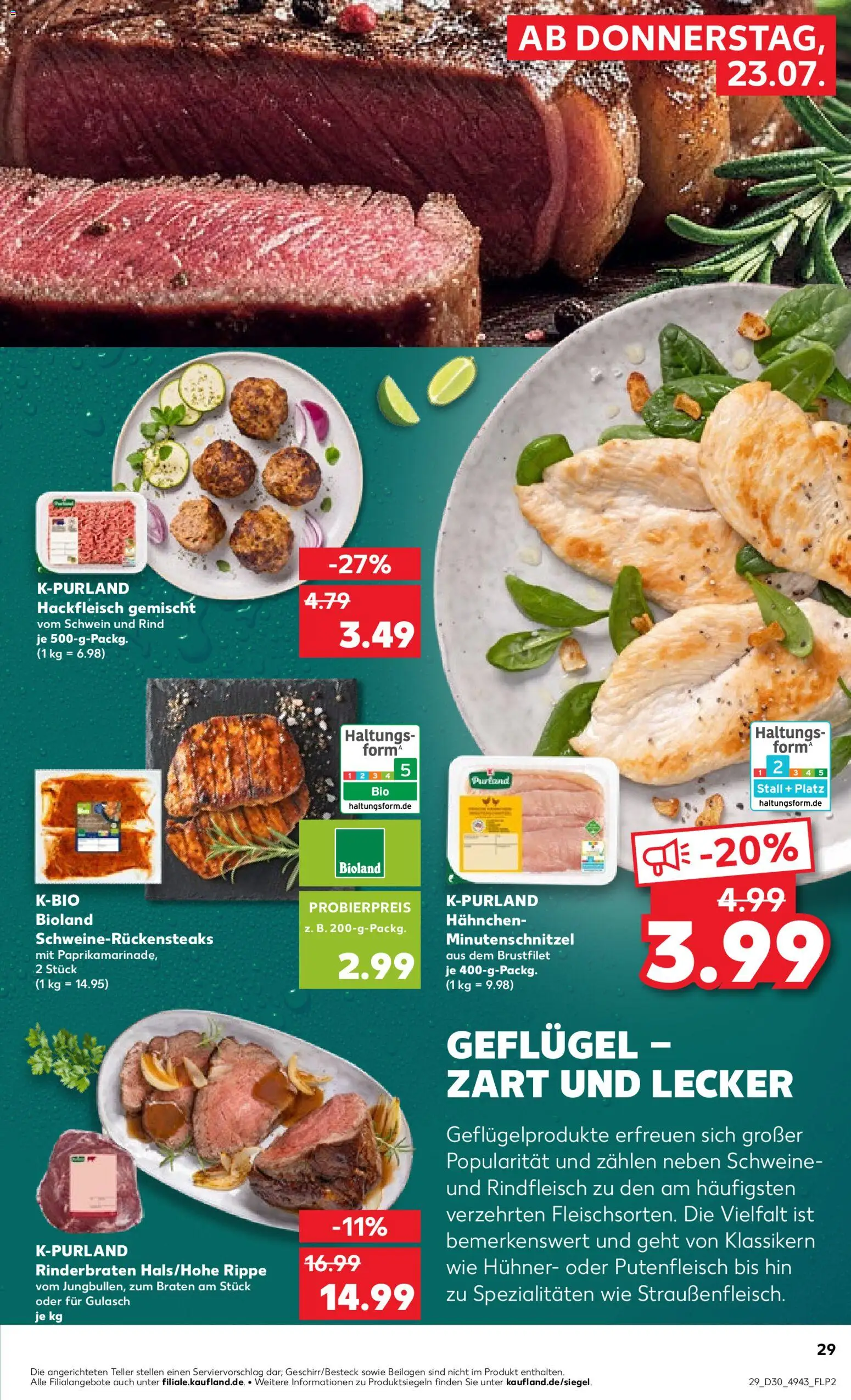 Kaufland Prospekt Köln – gültig ab 23.07.2026 | Seite: 29 | Produkte: Rinderbraten, Gulasch, Rindfleisch, Hackfleisch