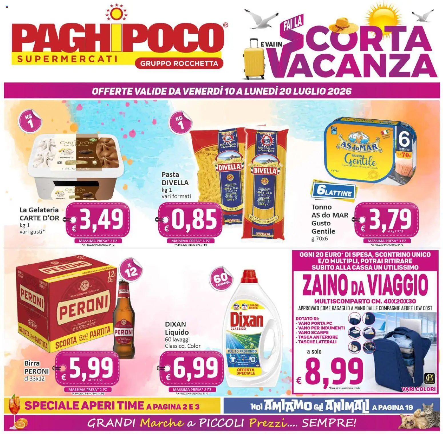 Volantino Paghi Poco del 10/07/2026 | Pagina: 1 | Prodotti: Scarpe, PC, Tonno, Presa