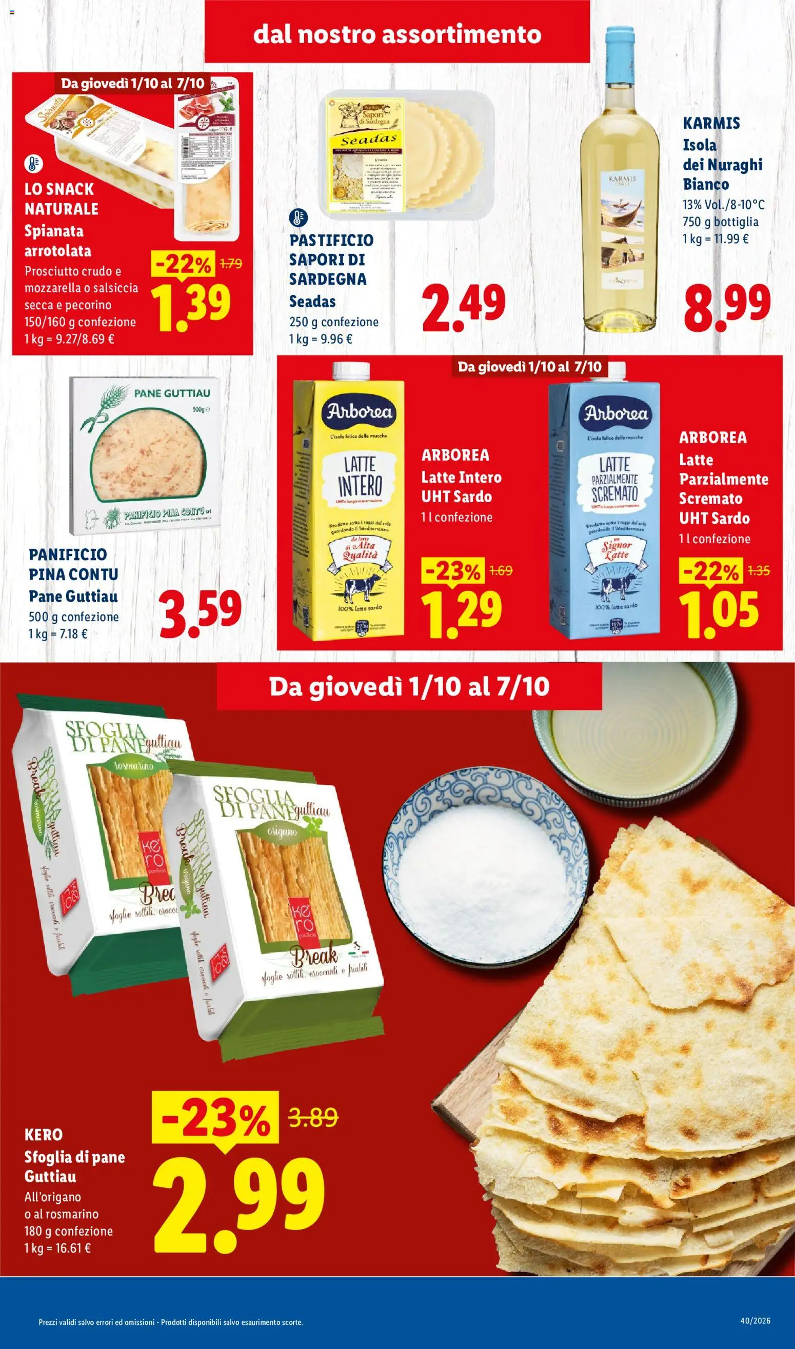 Volantino Lidl del 01/10/2026 | Pagina: 3 | Prodotti: Pane, Mozzarella, Prosciutto, Bottiglia