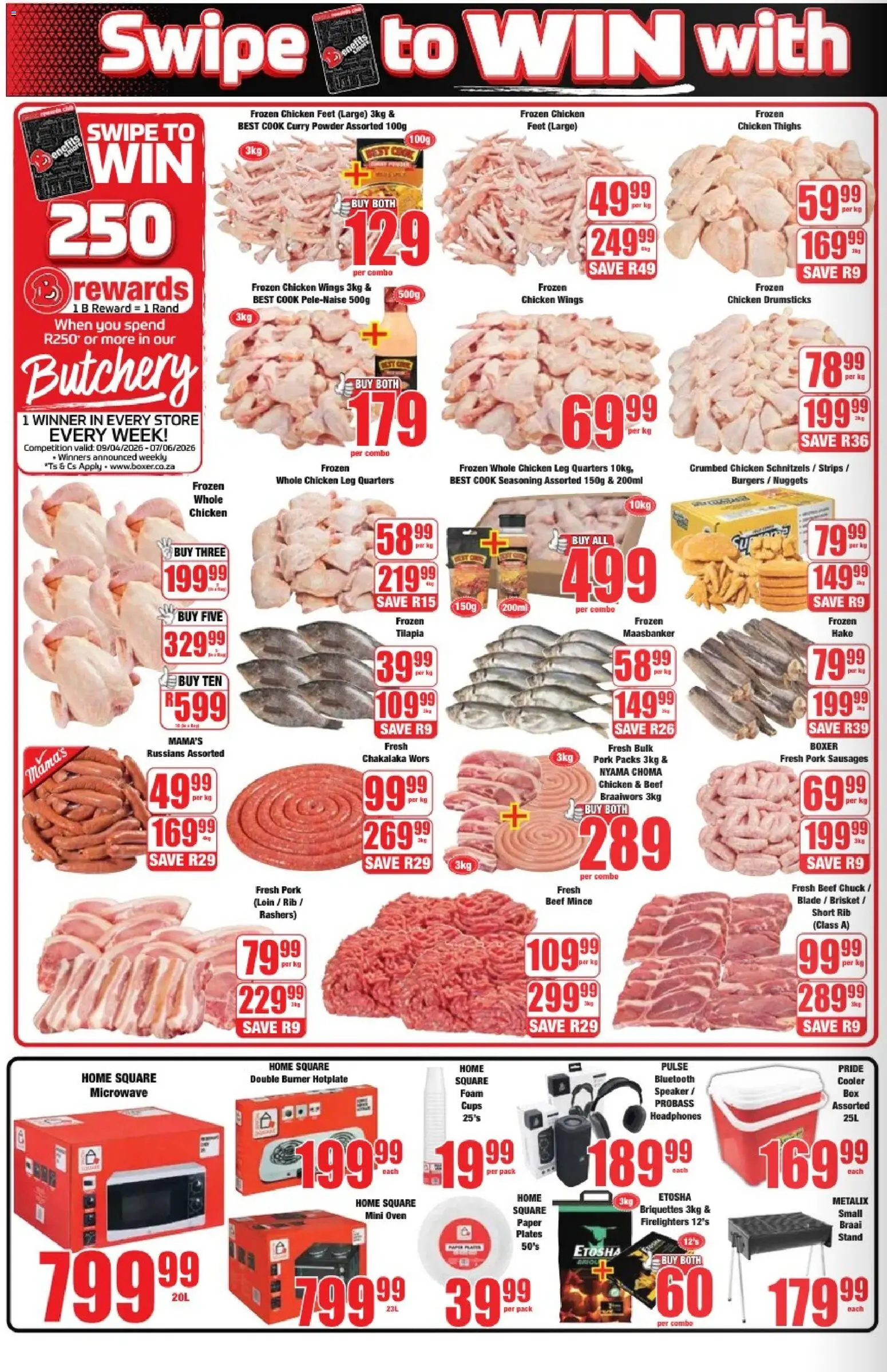 New Boxer catalogue – valid from 23.04.2026 | Page: 2 | Products: Speaker, Powder, Beef, Burgers