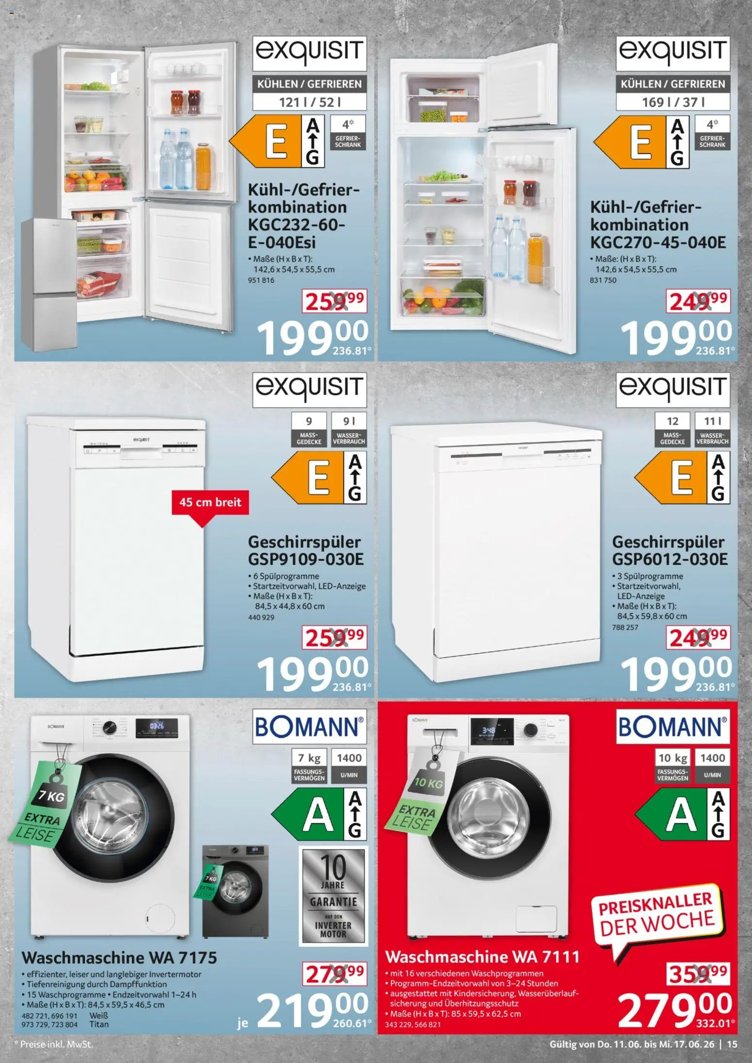 Selgros Non Food – gültig ab 11.06.2026 | Seite: 15 | Produkte: Geschirrspüler, Schrank, Waschmaschine, Wasser