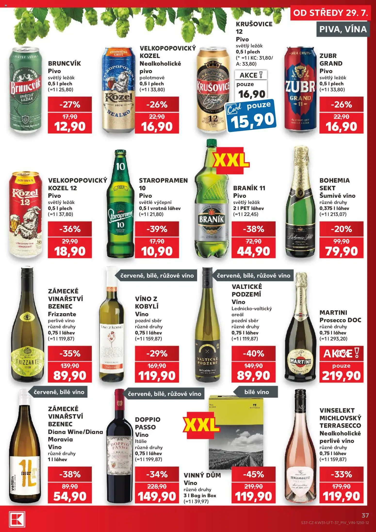 Kaufland leták - Praha 8 od 29.07.2026 | Strana: 37 | Produkty: Zubr, Velkopopovický Kozel, Braník, Krušovice