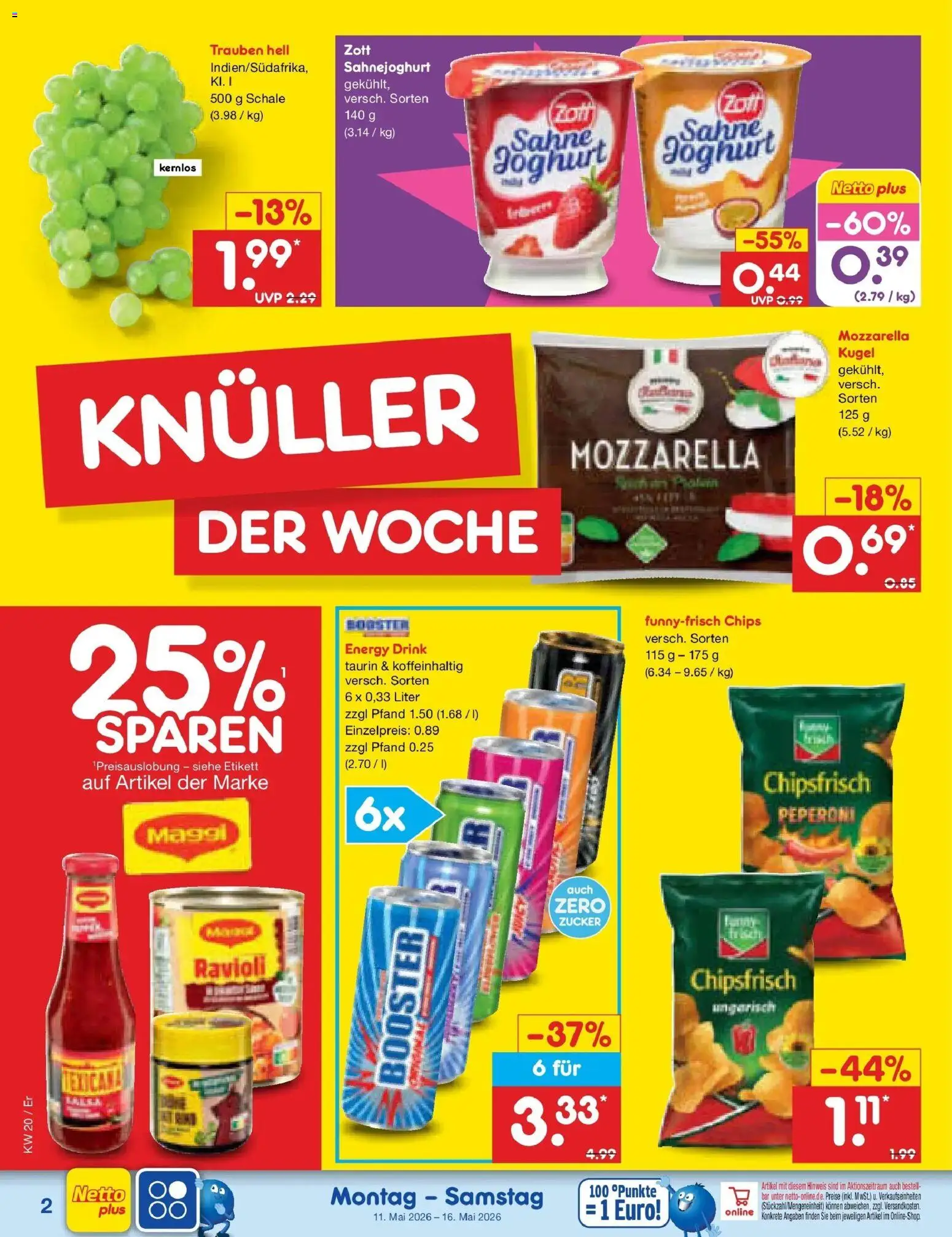 Netto Marken-Discount Prospekt Nordhausen	 – gültig ab 10.05.2026 | Seite: 2 | Produkte: Energy, Zucker, Chips, Sahne