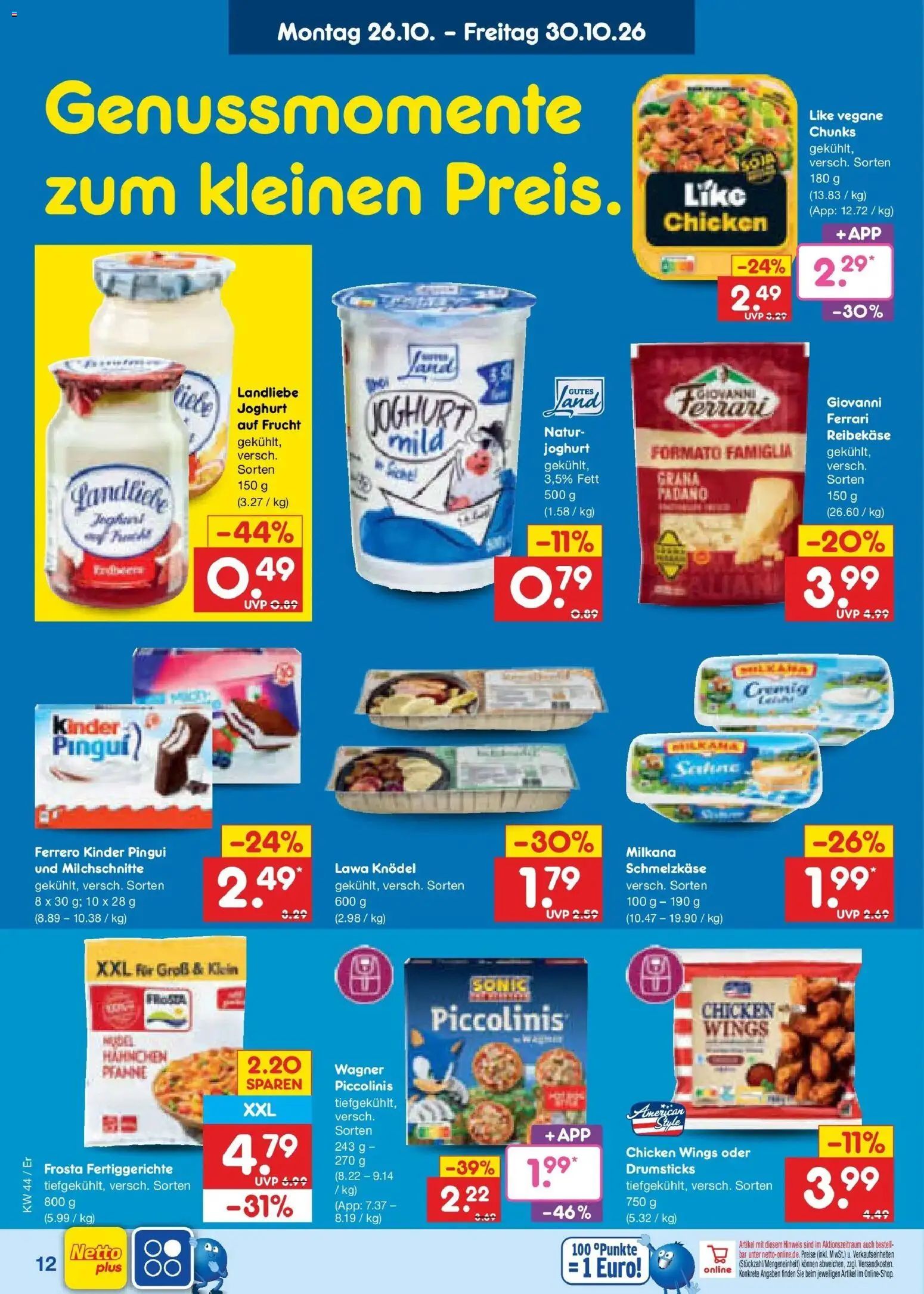 Netto Marken-Discount Prospekt Naumburg – gültig ab 26.10.2026 | Seite: 24 | Produkte: Joghurt, Milkana, Frosta, Fertiggerichte