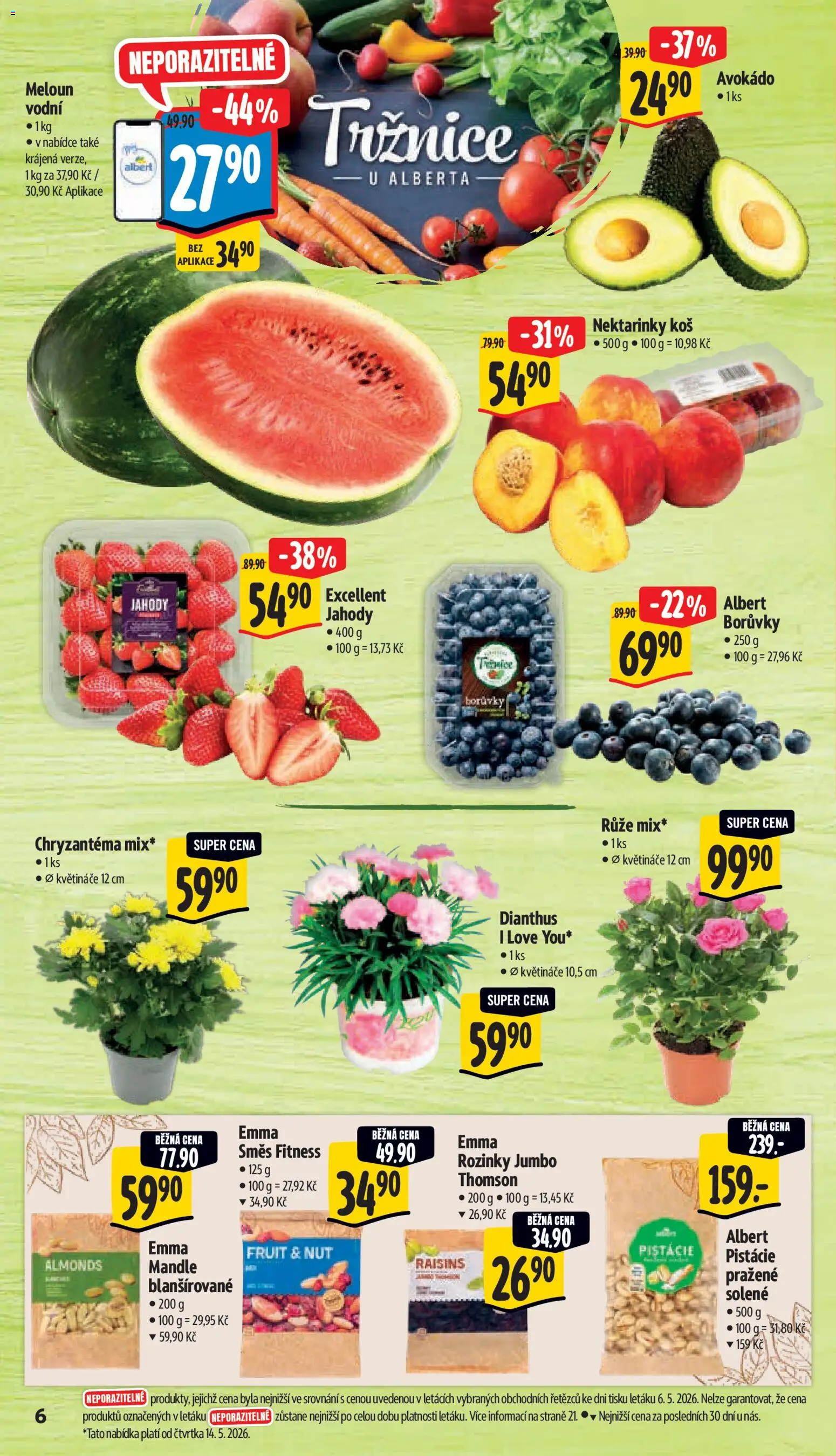 Albert leták - Supermarket od 13.05.2026 | Strana: 12 | Produkty: Květináče, Jahody, Nektarinky, Mandle