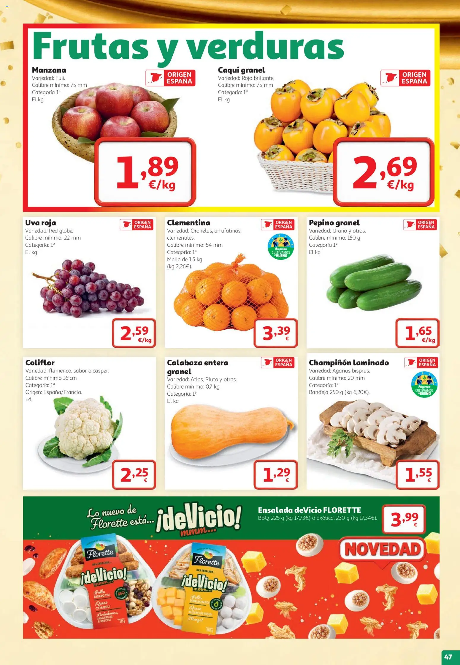 Alcampo folleto Almería │ válido desde el 22/10/2026 | Página: 47 | Productos: Calabaza, Anacardos, Bandeja, Caqui