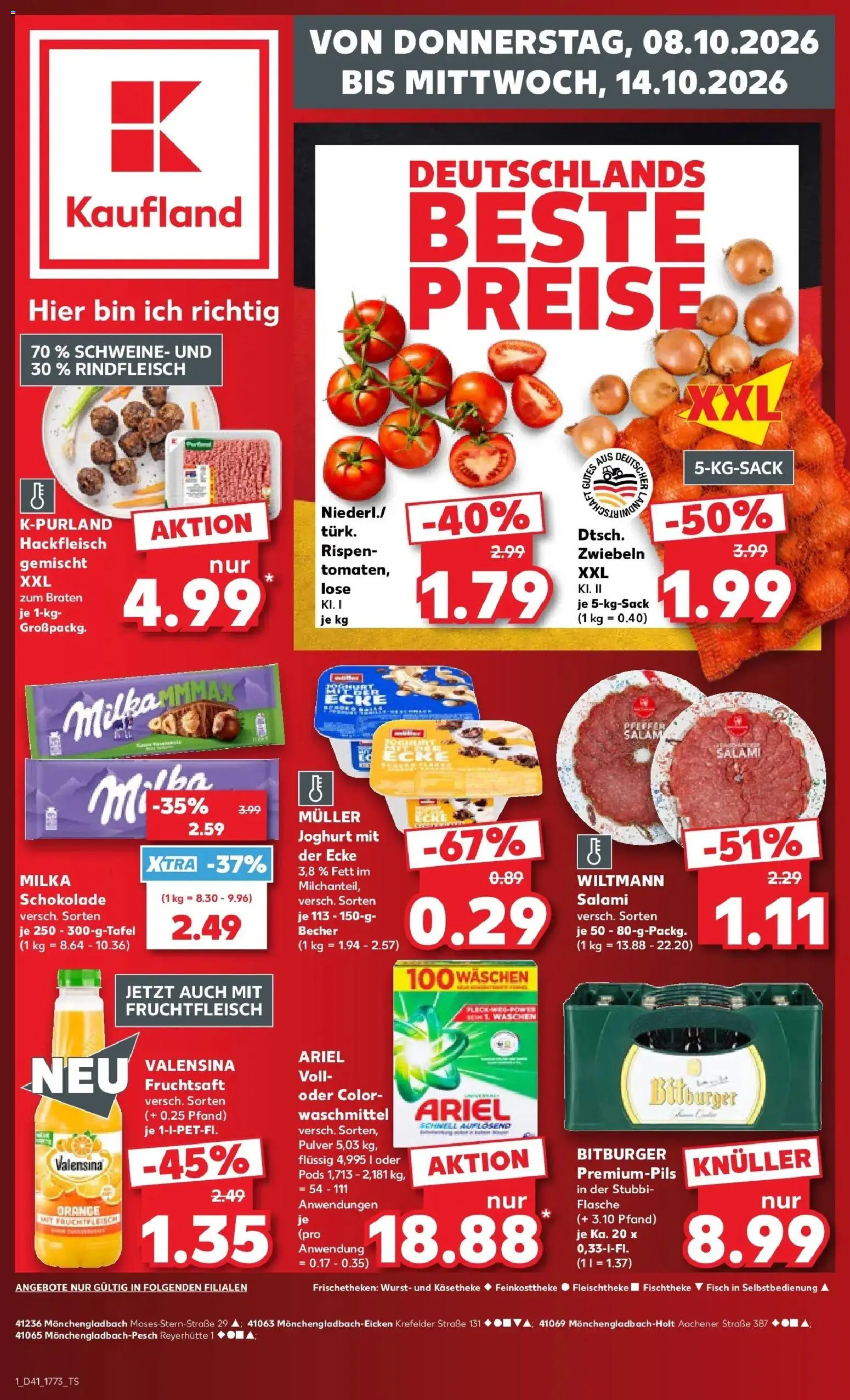 Prospekt Kaufland ab 08.10.2026 » Angebote Online zum Blättern | Seite: 1 | Produkte: Schokolade, Fisch, Zwiebeln, Rindfleisch