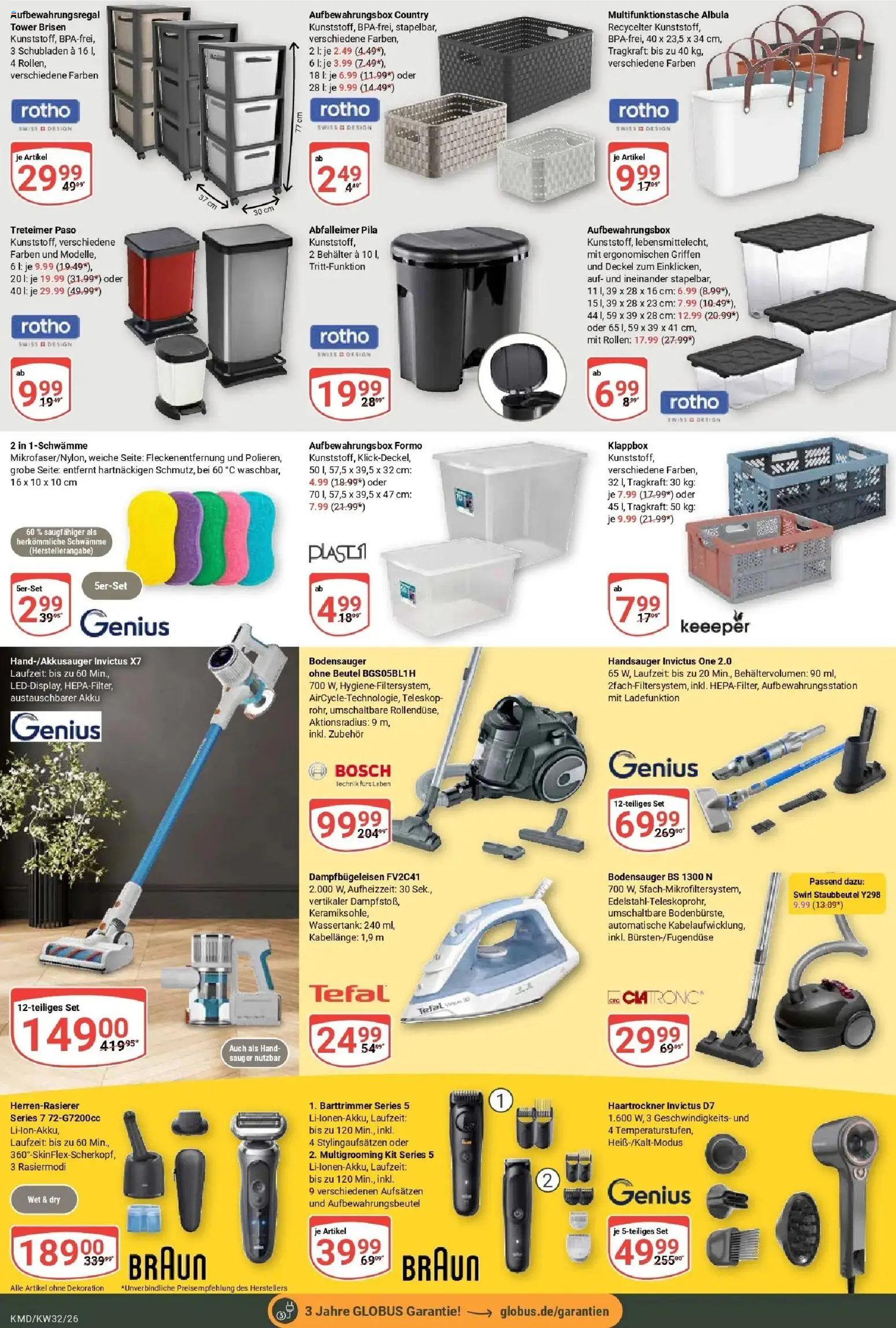 Globus Prospekt Köln (ab 03.08.2026) » Angebote online | Seite: 24 | Produkte: Bosch, Box, Abfalleimer, Schwämme