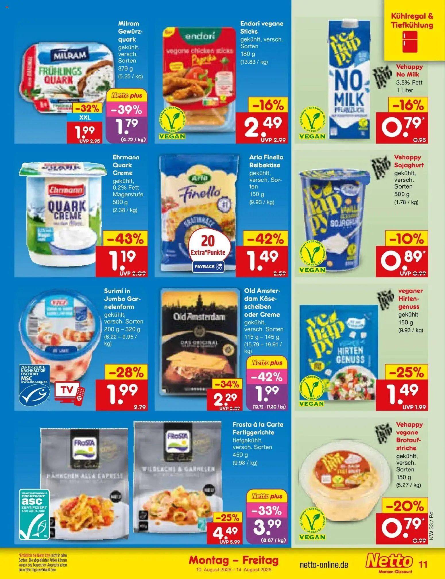 Netto Marken-Discount Prospekt Selb (ab 10.08.2026) » Angebote | Seite: 11 | Produkte: Hahnchen, Frosta, Fertiggerichte, TV