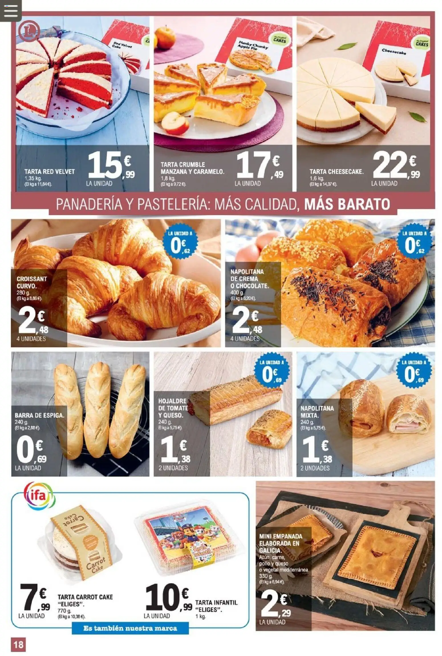 E.Leclerc Miranda de Ebro │ válido desde el 12/08/2026 | Página: 18 | Productos: Tarta, Queso, Manzana, Pollo