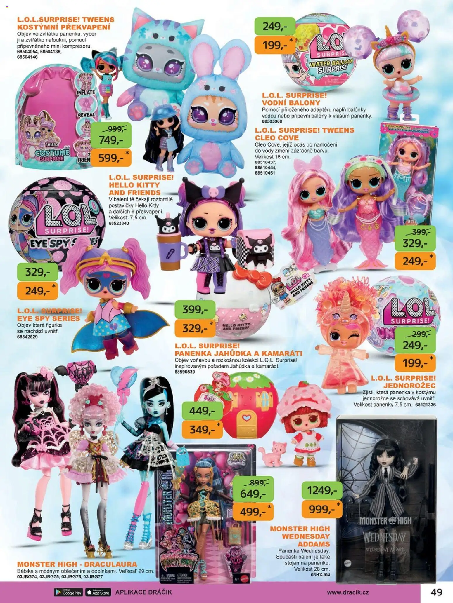 Dráčik katalog - Vánoce od 08.10.2026 | Strana: 49 | Produkty: Balonky, Panenka, Monster