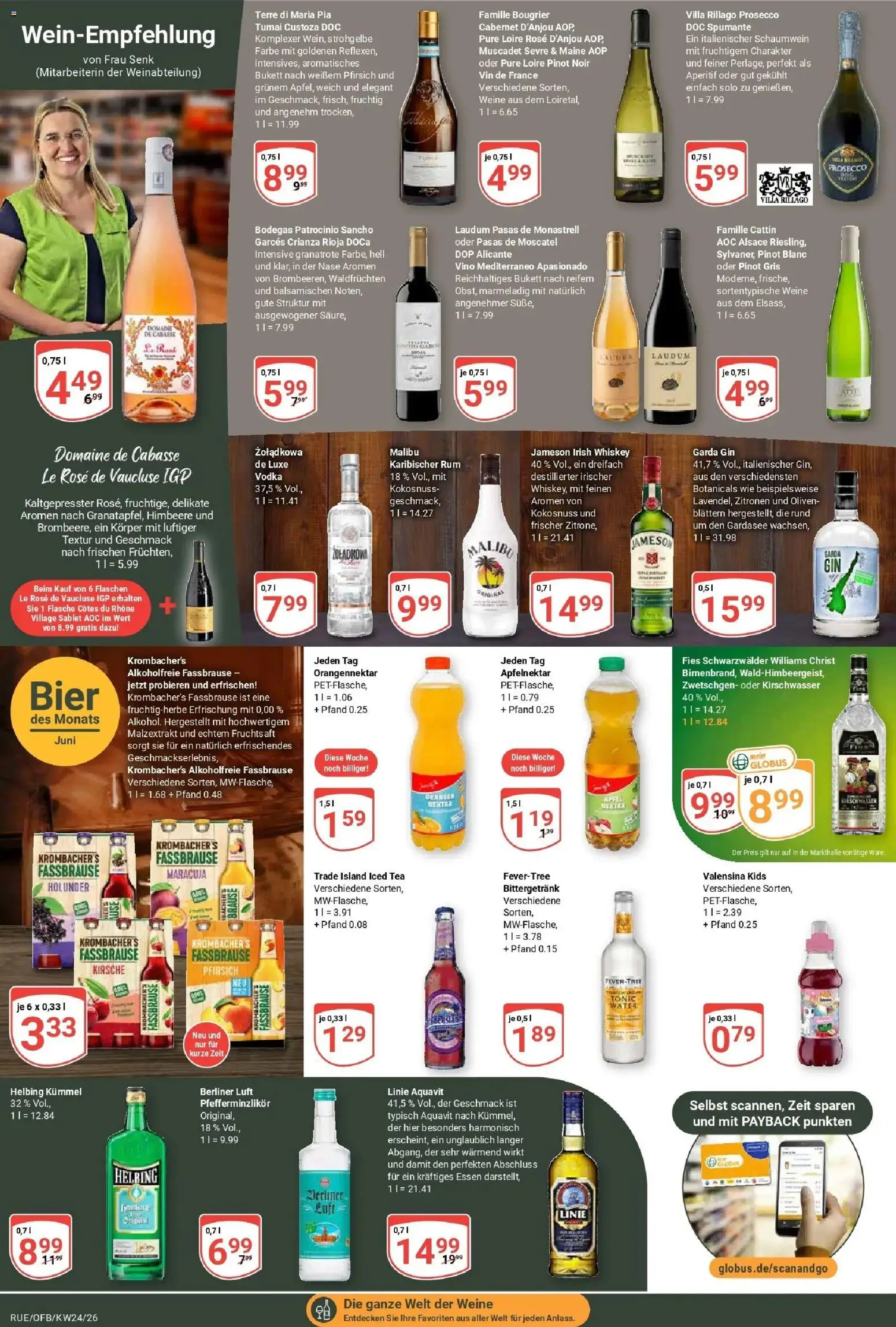 Globus Prospekt Rüsselsheim – gültig ab 08.06.2026 | Seite: 18 | Produkte: Bier, Rum, Pfirsich, Fruchtsaft