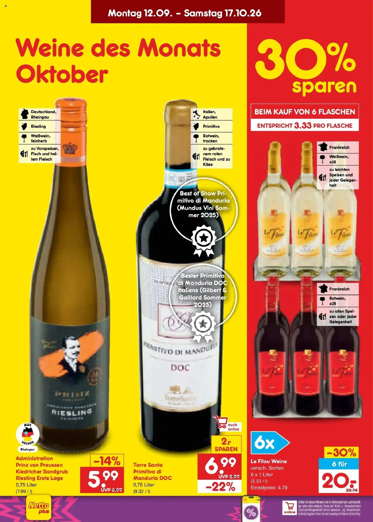 Netto Marken-Discount Prospekt Hamburg (ab 12.10.2026) » Angebote | Seite: 26 | Produkte: Le filou, Käse, Fisch, Fleisch