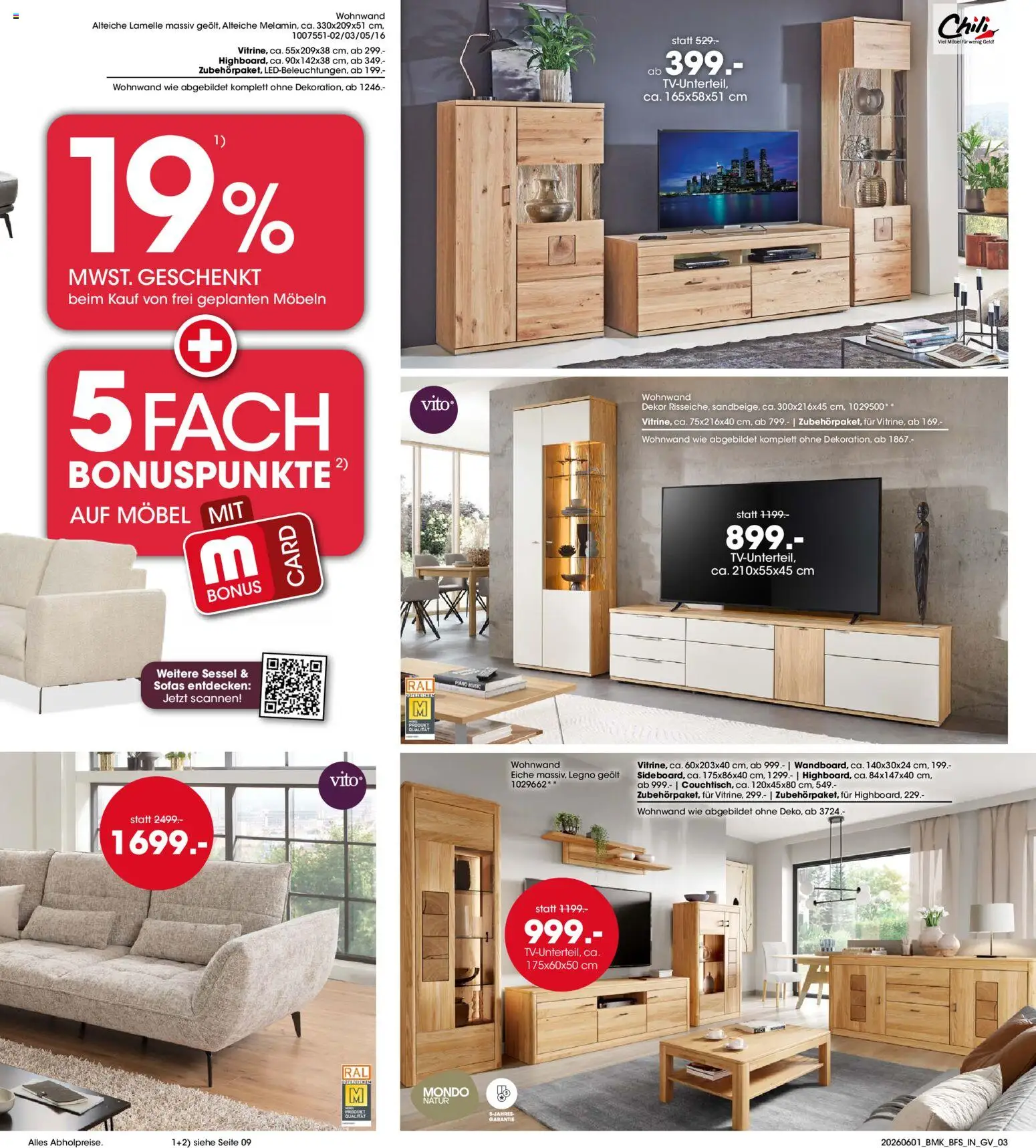 Möbel Martin Prospekt – gültig ab 01.06.2026 | Seite: 3 | Produkte: Wohnwand, Sessel, Chili