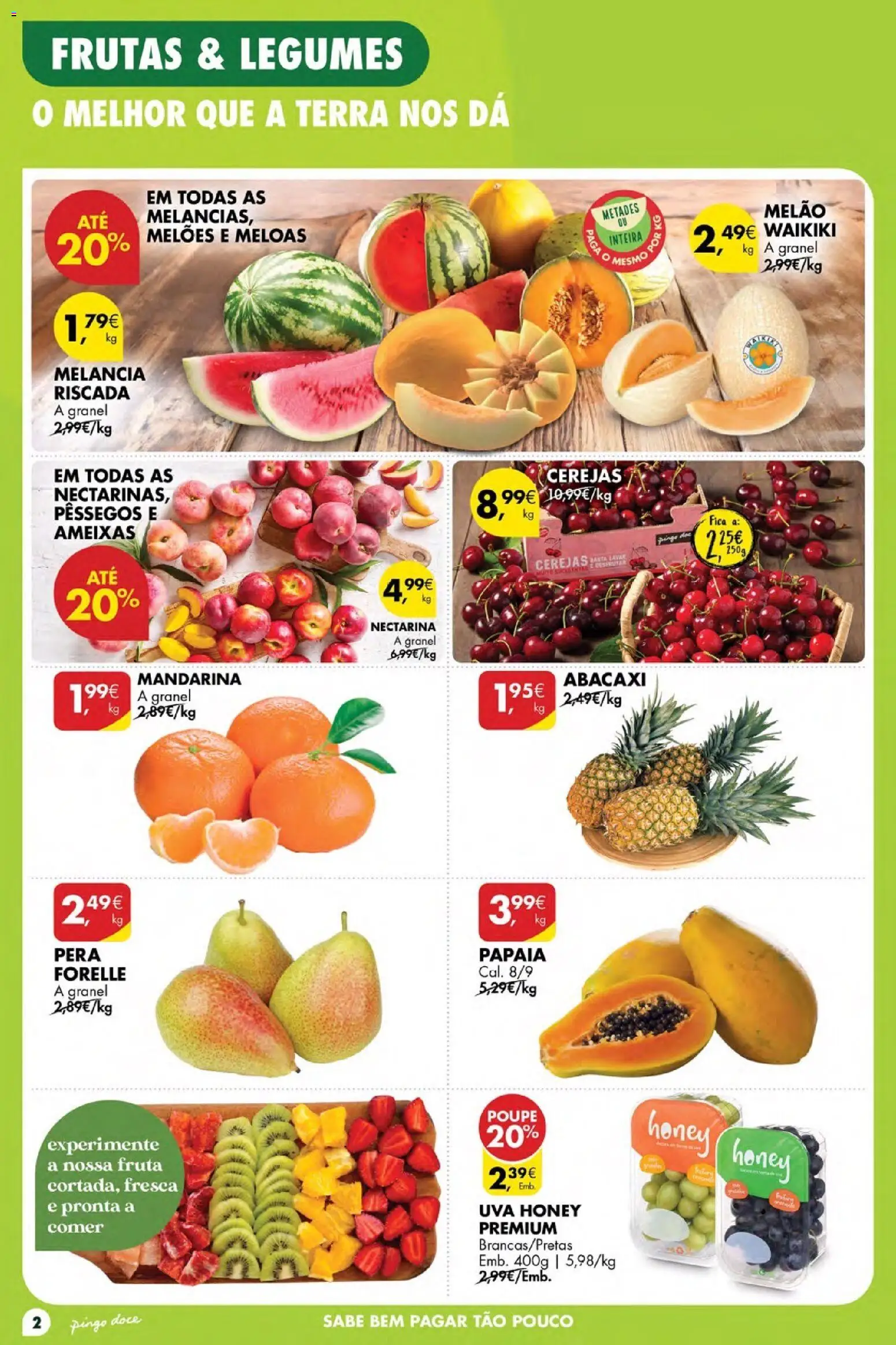 Pingo Doce Poupe Esta Semana Açores │ válido de 04.06.2026 | Página: 2 | Produtos: Pêssegos, Pó, Melancia, Melão