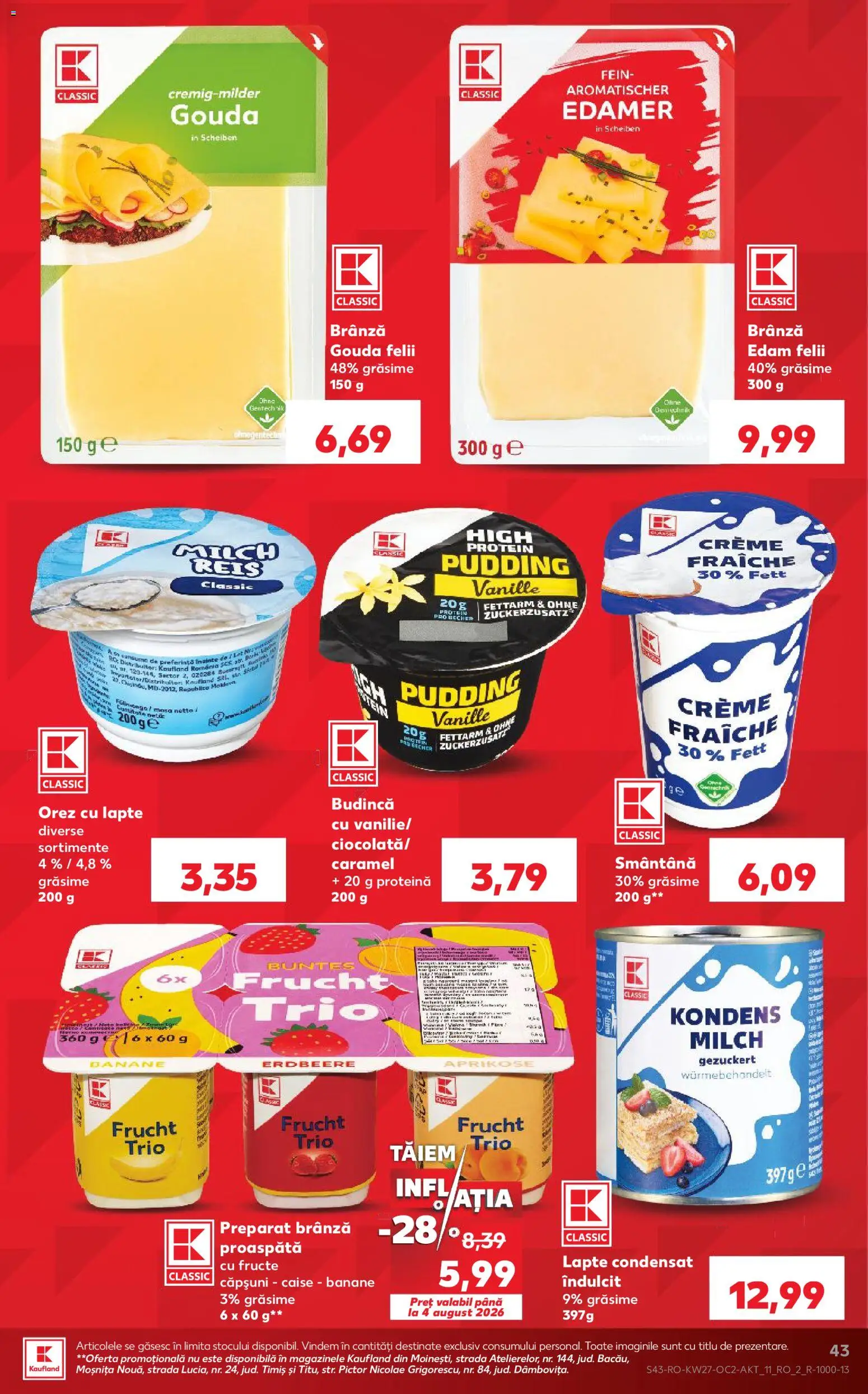 Noul catalog Kaufland – valabil de la 01.07.2026 | Pagină: 43 | Produse: Lapte, Brânză, Căpșuni, Smântână