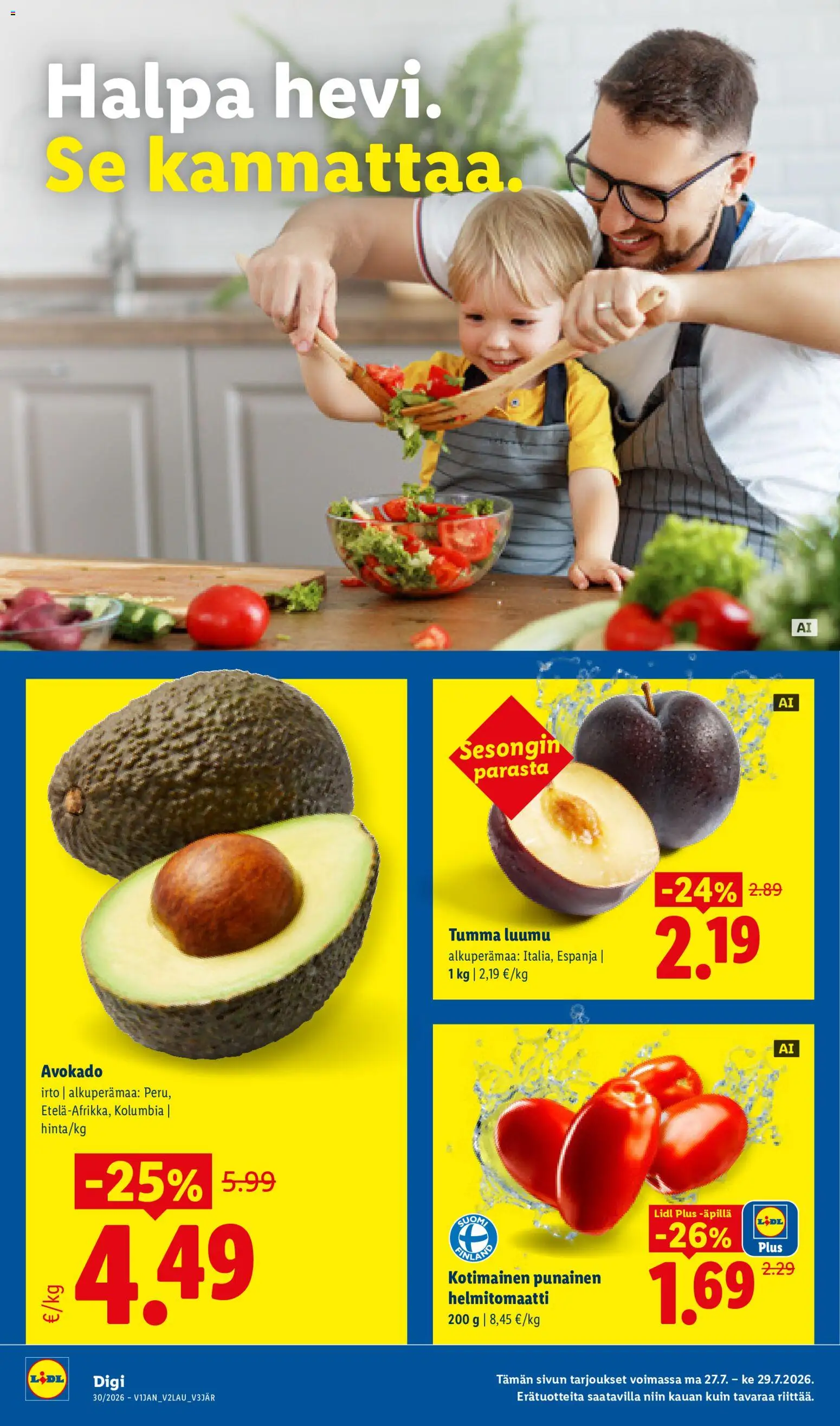Lidl tarjoukset – voimassa 23/07/2026 alkaen | Sivu: 26 | Tuotteet: Luumu, Avokado, Helmitomaatti