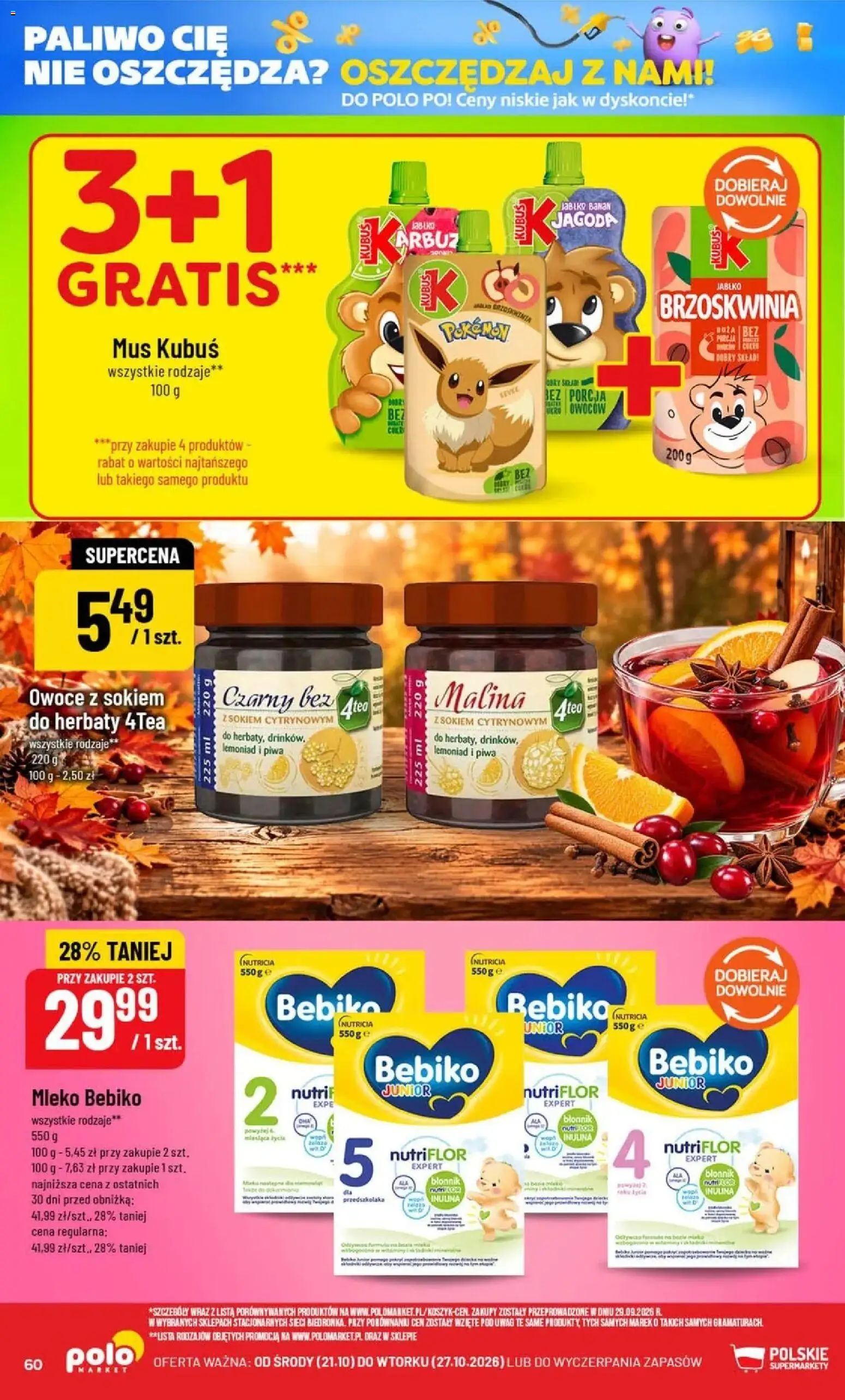 Nowa POLOmarket gazetka od jutra 21.10.2026 | Strona: 60 | Produkty: Mleko Bebiko, Kubuś, Mleka, Mleko